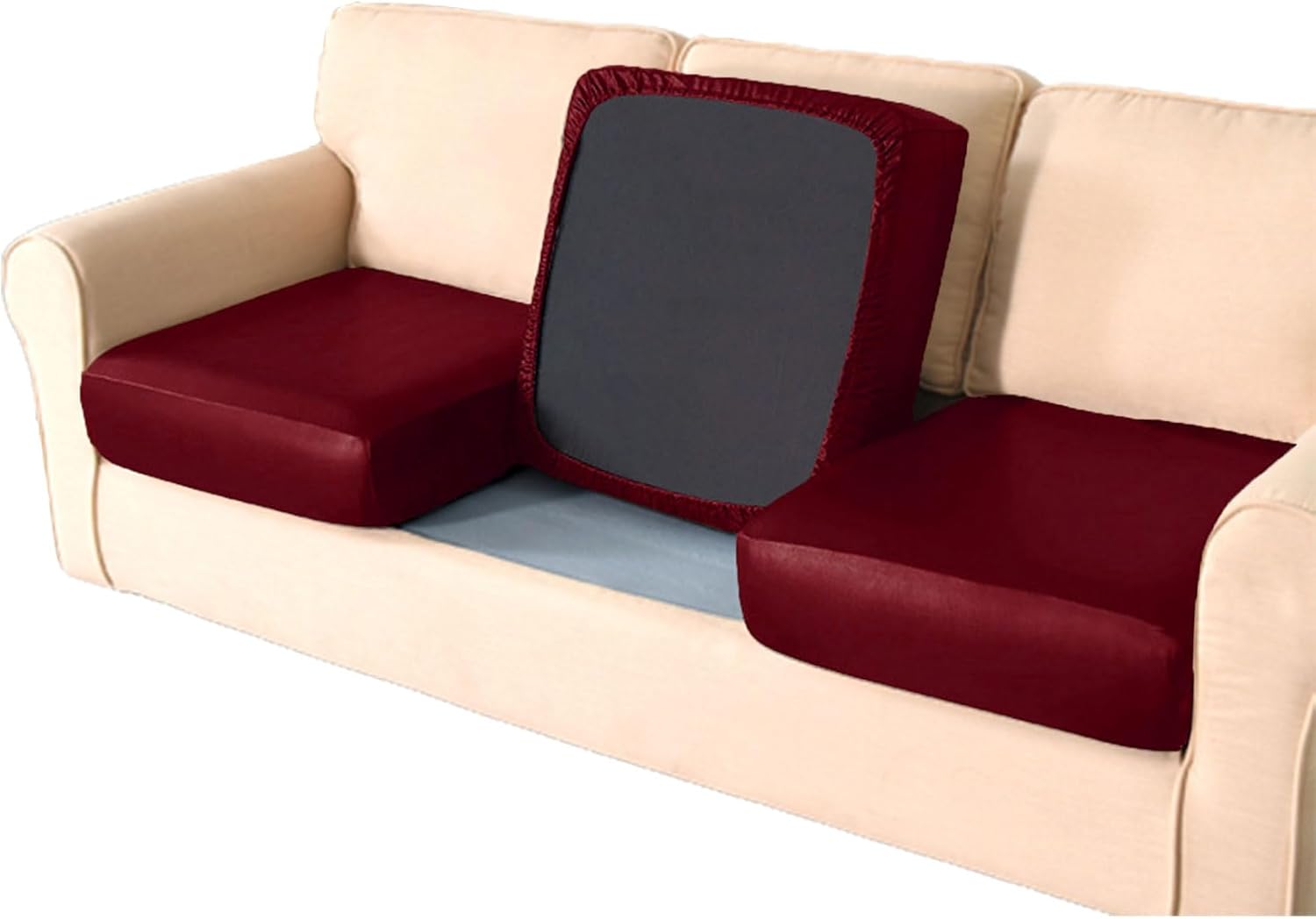 Fundas de asiento de sofá de poliuretano impermeables, fundas de cojín elásticas para sofá, funda de sofá gruesa adecuada para funda de sofá