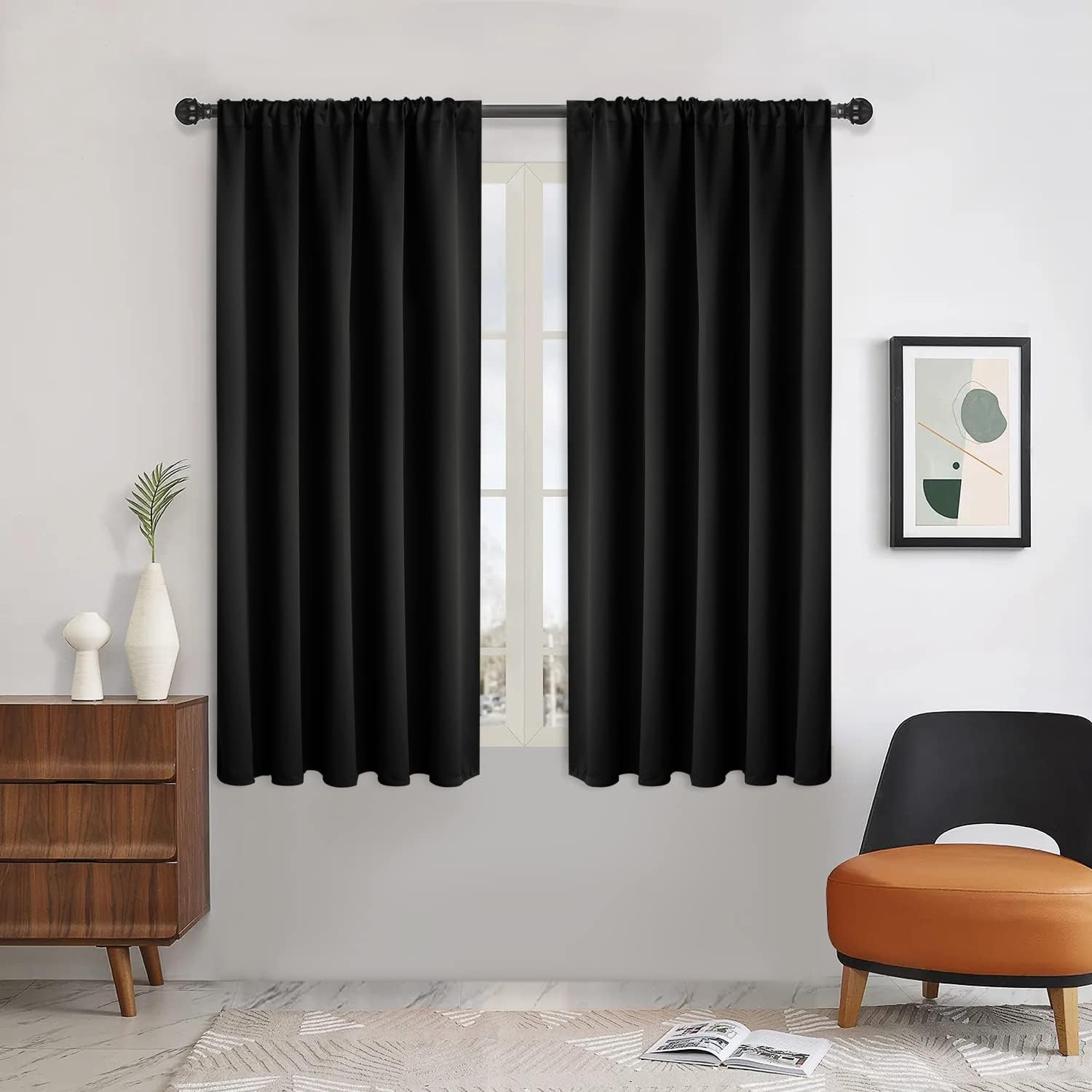 WONTEX Cortinas opacas con bolsillo para cortinero para dormitorio, aislamiento térmico, ahorro de energía y reducción de ruido, paneles de cortina