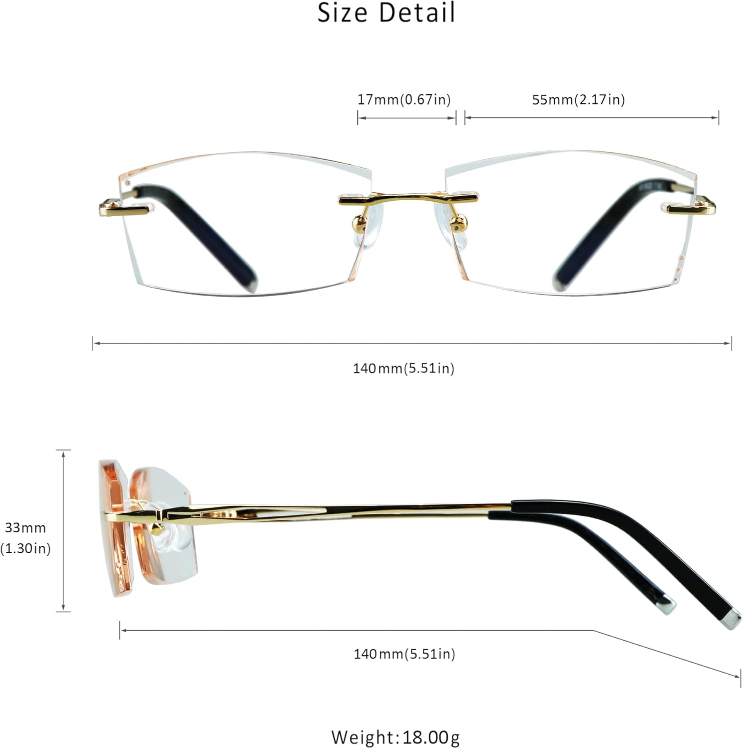 LifeArt Gafas de lectura con bloqueo de luz azul, anti rayos azules, reducen la fatiga ocular, marco sin montura con diamante elegante para