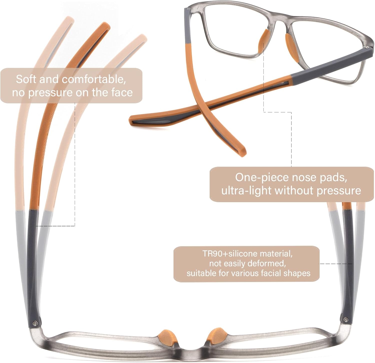 JixGien Paquete de 2 lentes de lectura para hombre, estilo deportivo, bloqueo de luz azul, lentes ligeros con filtro antideslumbrante