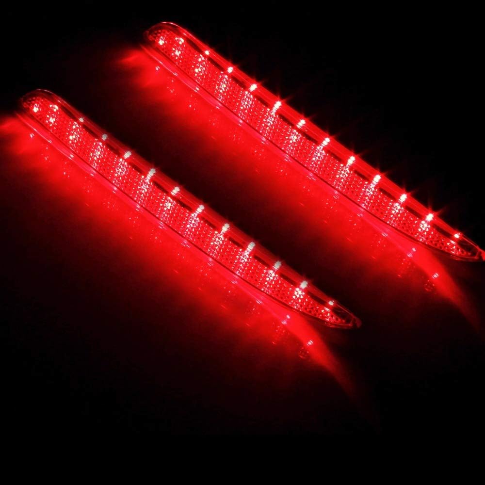 MASO 2 luces LED de paragolpes con lente roja, reflectores de freno trasero, luz antiniebla, compatible con Mazda 3M3 SedánHatchback 2011-2015