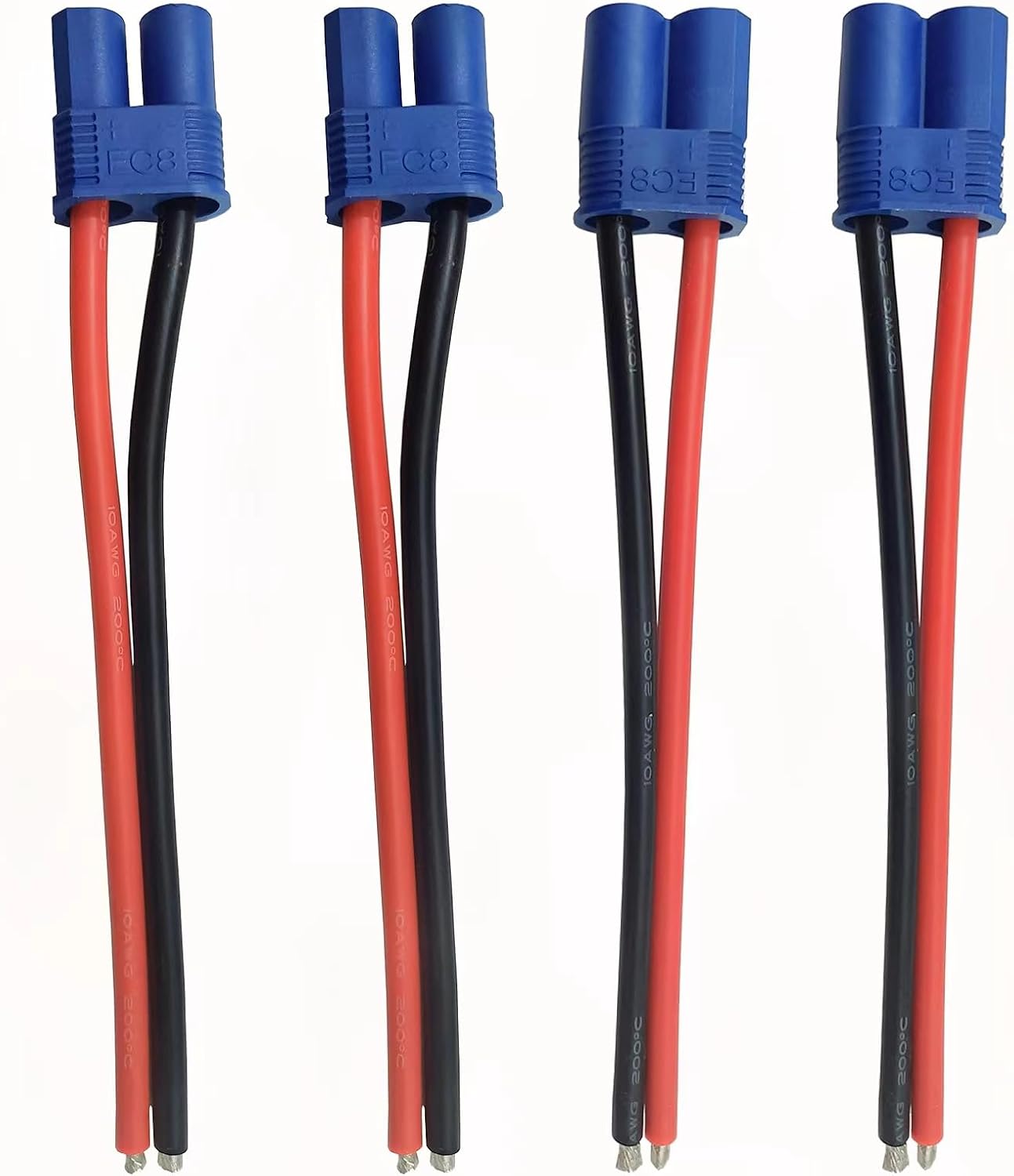 LINSYRC 2 pares EC8 estilo macho y hembra conector adaptador enchufe con 15CM 10AWG cable de silicona para RC Lipo batería