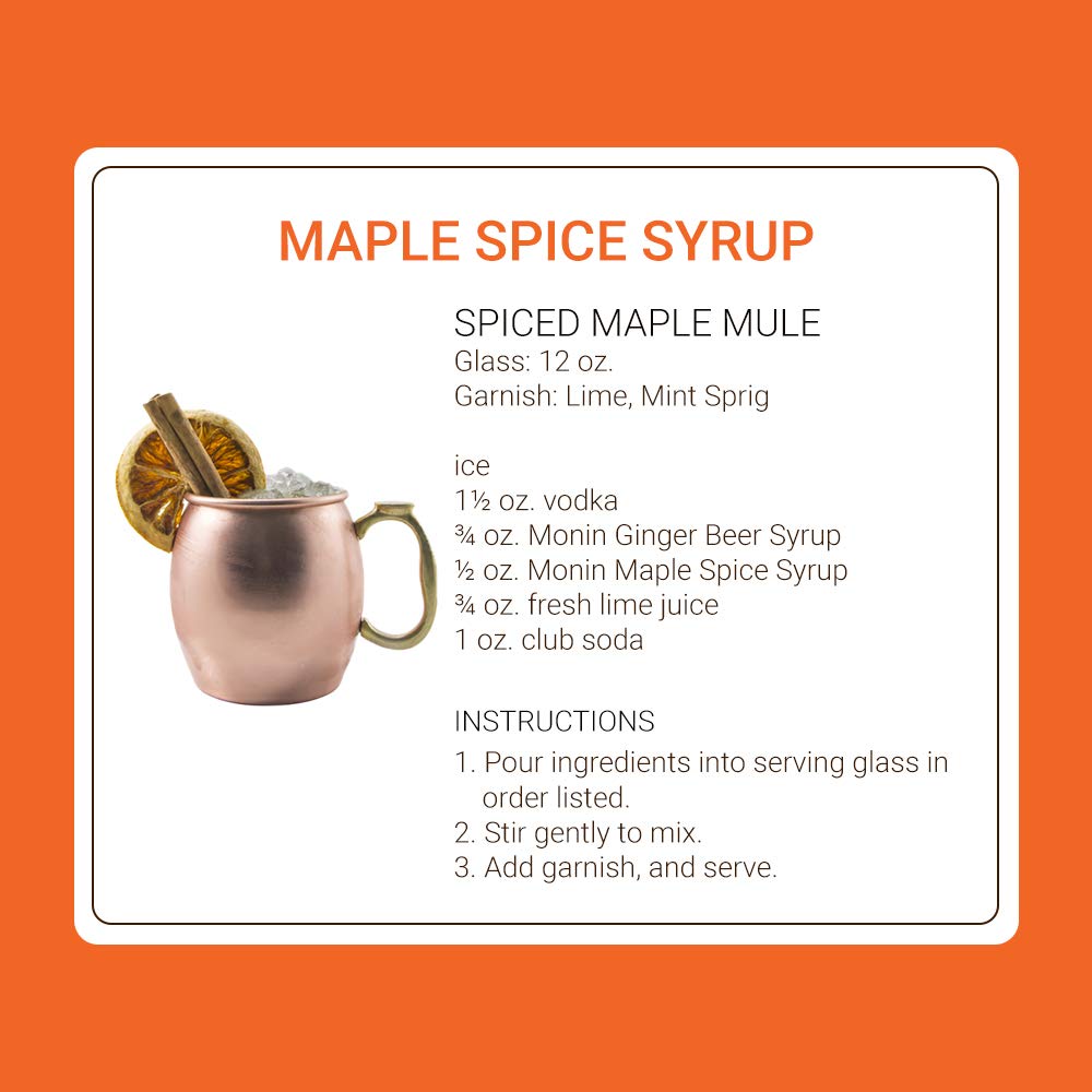 Monin – Jarabe de especias de arce, toques de pan de jengibre y canela, sabores naturales, ideal para cócteles, latés, mochas y cafés helados, sin