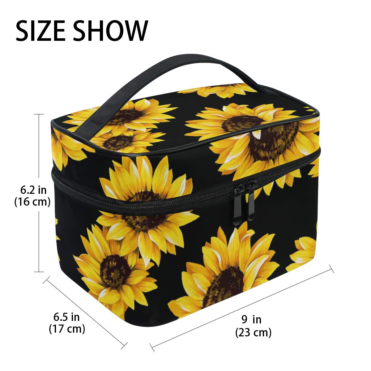 Baofu Bolsa de cosméticos de viaje con girasol, bolsa de aseo grande, portátil, multifuncional, bolsa organizadora de maquillaje con bolsa