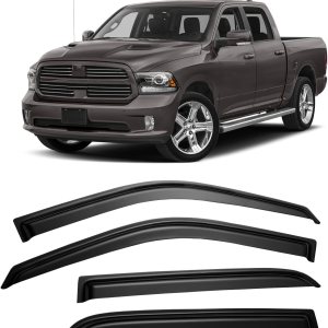 Protectores de lluvia para Dodge Ram 1500 Crew Cab 2009-2018, deflectores de ventana, viseras de ventilación para Ram 25003500 Mega Cab 2010-2023 Protectores de lluvia para Dodge Ram 1500 Crew Cab 2009-2018, deflectores de ventana, viseras de ventilación para Ram 25003500 Mega Cab 2010-2023