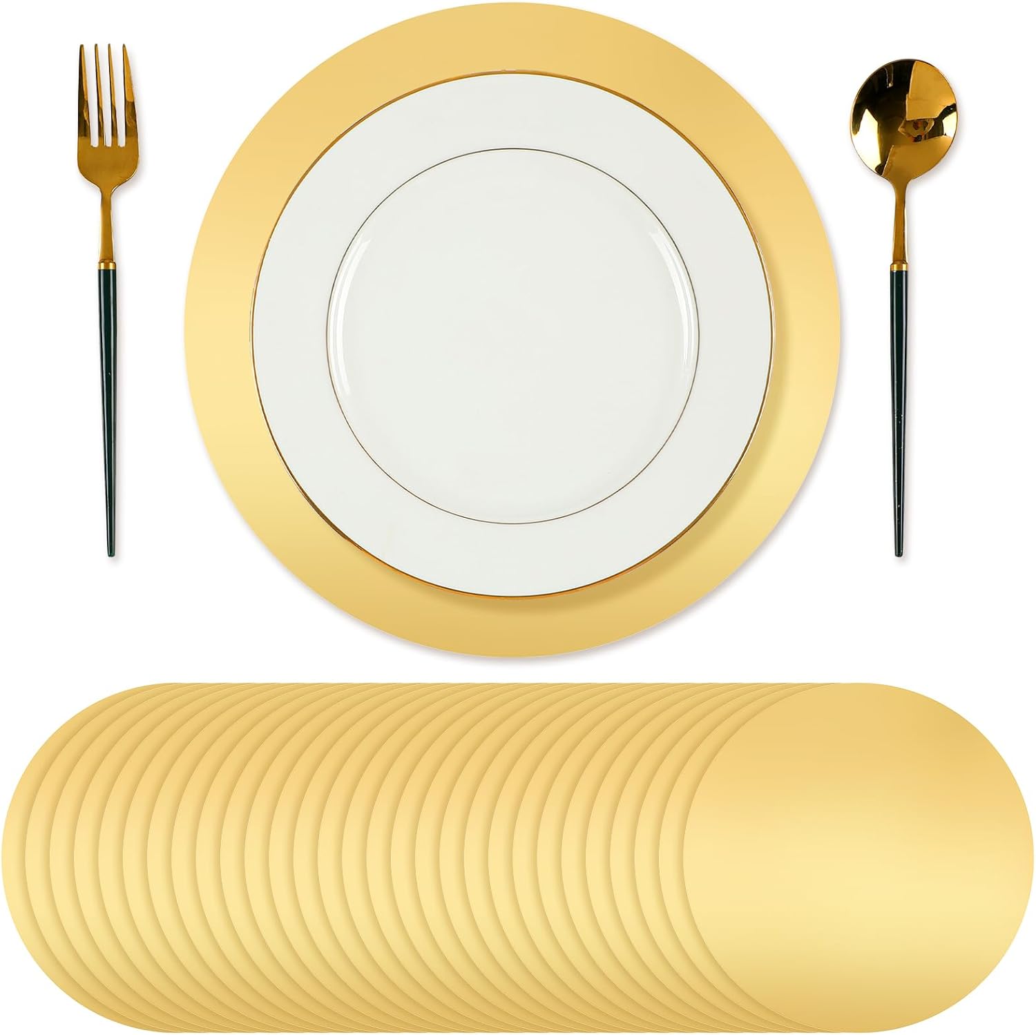 Tioncy Manteles individuales redondos de papel, desechables, para comedor, boda, decoración de mesa del hogar, banquetes de Año Nuevo, fiestas,