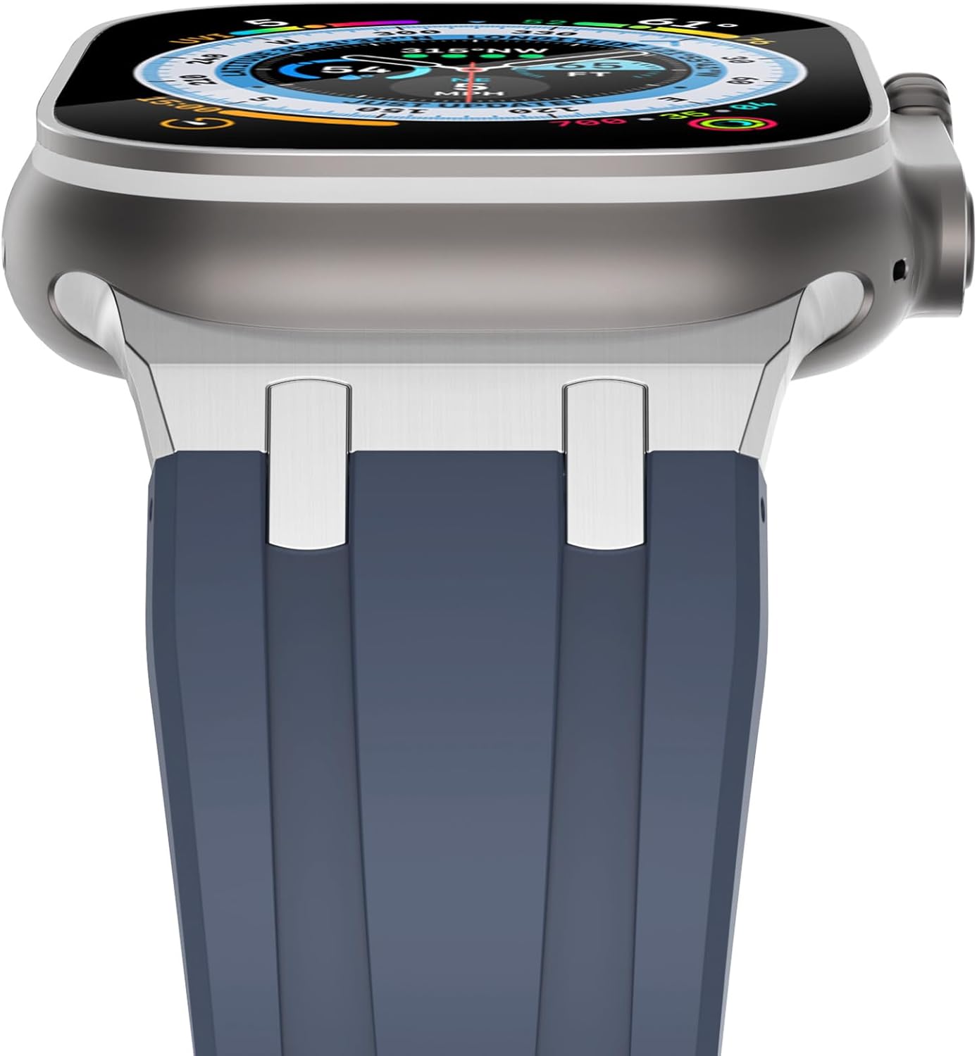 NewWays Correa para Apple Watch Ultra Band de 1.929 in, 1.772 in, 1.732 in, 1.654 in, 1.614 in, 1.575 in, 1.496 in, para hombres, correa de goma de