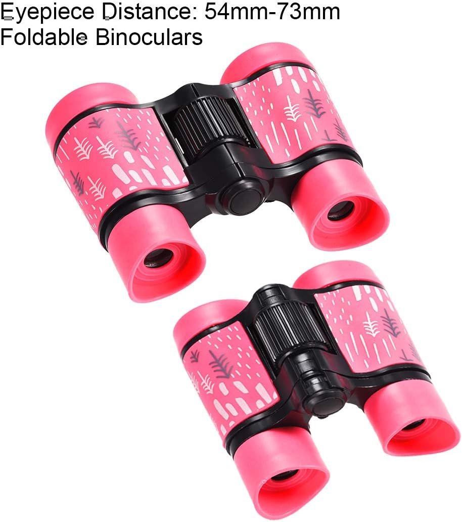 uxcell Prismáticos 4X30 Compactos Plegables Binoculares a prueba de golpes Rosa con Correa para el Cuello para Avistamiento de Aves Senderismo