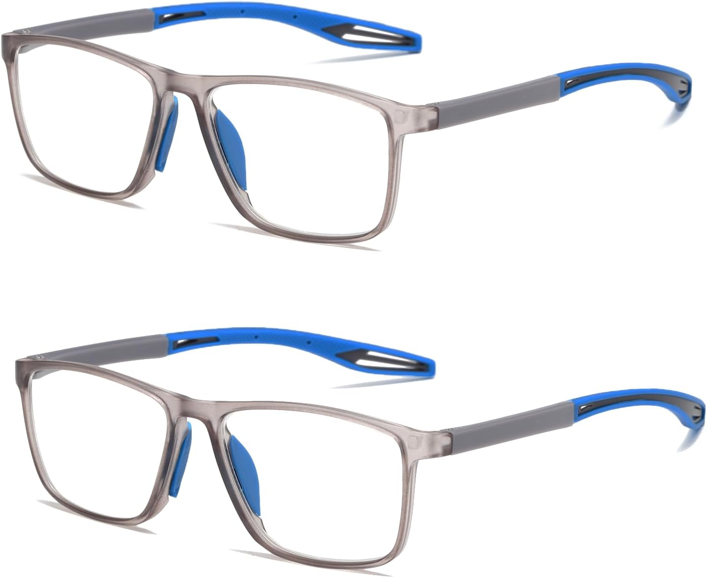 Gafas de lectura para hombre, 2 pares, estilo deportivo, cómodas y flexibles, con bloqueo de luz azul, lectores para hombres