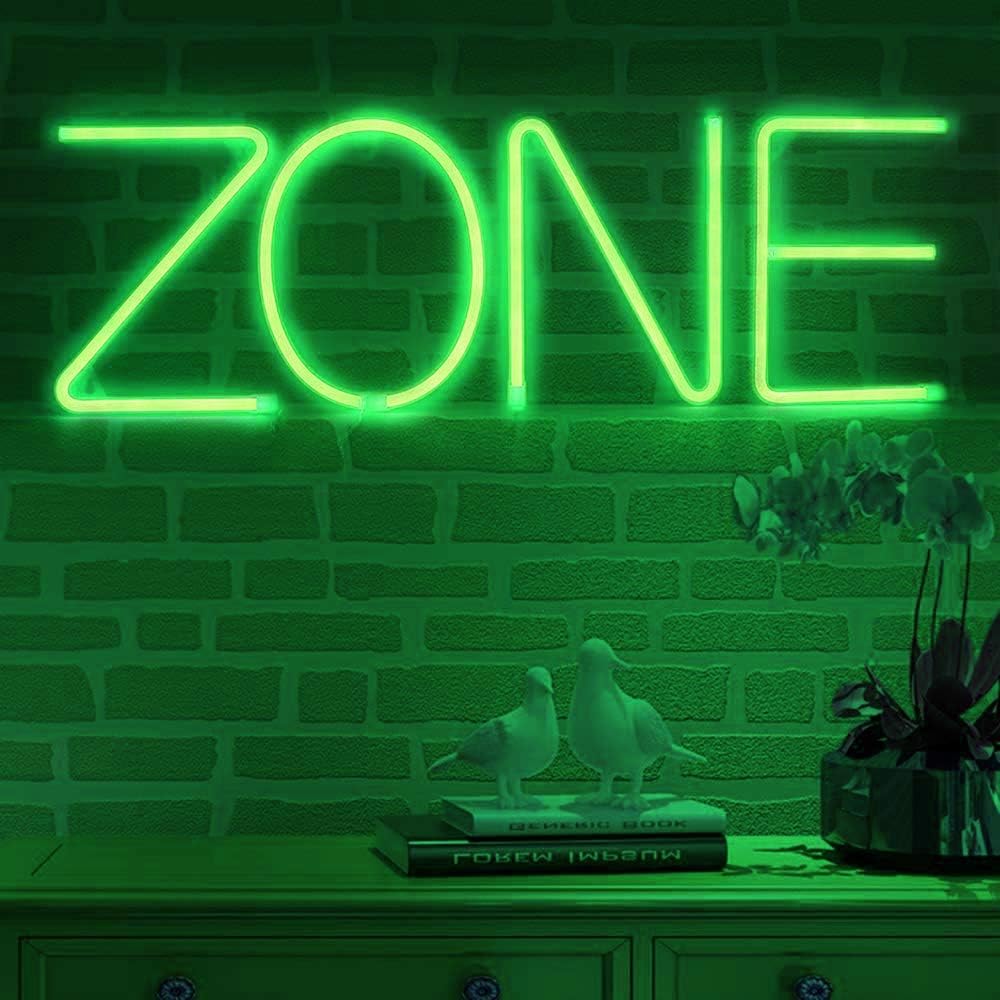 Letrero de neón, letras de neón, letras del alfabeto de neón iluminadas, letras con luces LED, letras de marquesina iluminadas, batería, USB, verde