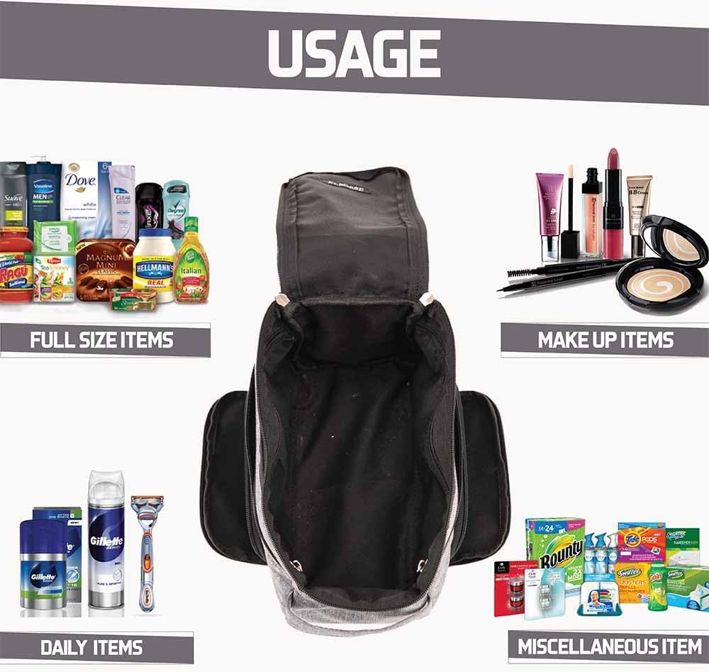 fjackets Neceser de viaje imprescindible para hombre, organizador de baño y kit de viaje, artículos esenciales de viaje en avión, artículos