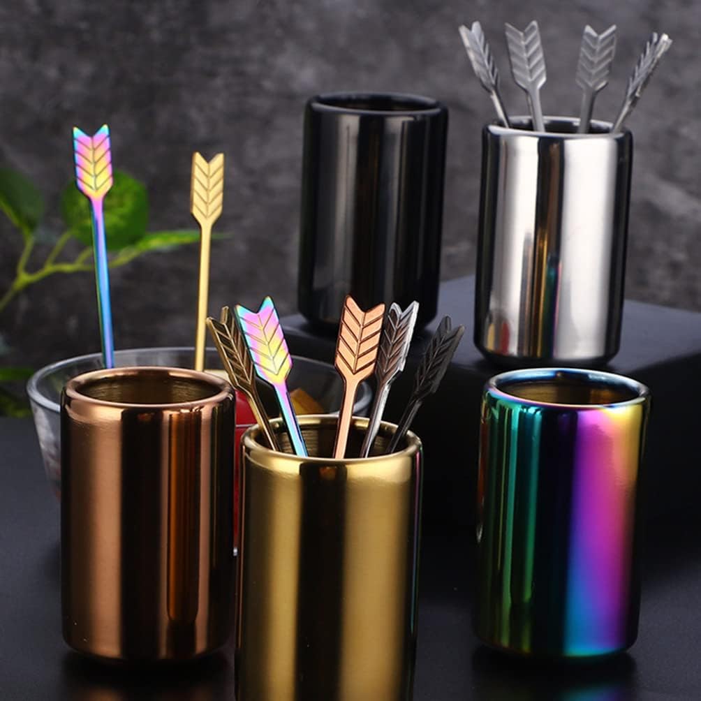 Ciieeo 1 juego de palillos de cóctel de acero inoxidable, tenedores de frutas para aperitivos, pinchos de metal dorado para fiesta de frutas
