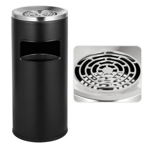 BEAMNOVA Bote de basura al aire libre con tapa, contenedor de basura comercial negro de acero inoxidable para patio, garaje interior, contenedor de BEAMNOVA Bote de basura al aire libre con tapa, contenedor de basura comercial negro de acero inoxidable para patio, garaje interior, contenedor de