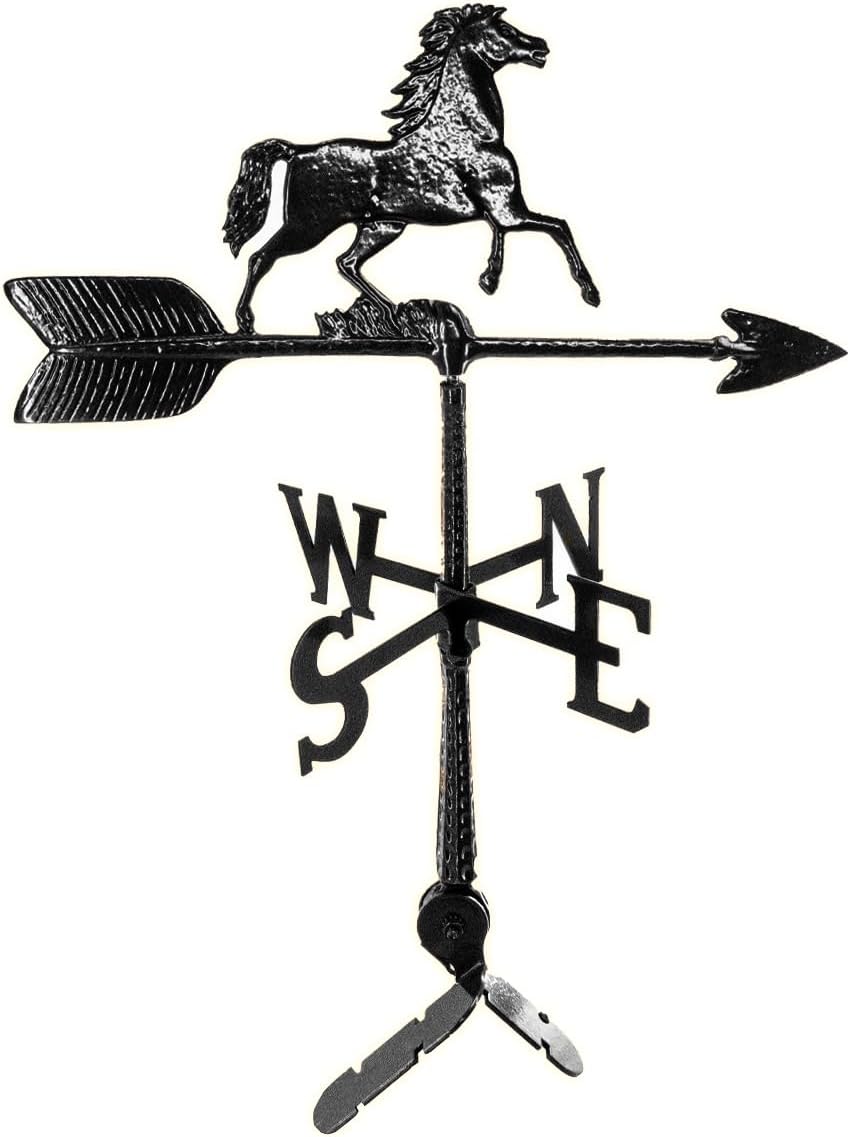 Veleta de caballo de aluminio de 24  – Veleta al aire libre con adorno – Decoración de techo de metal – Montaje incluido (4 a elegir) – Veleta de