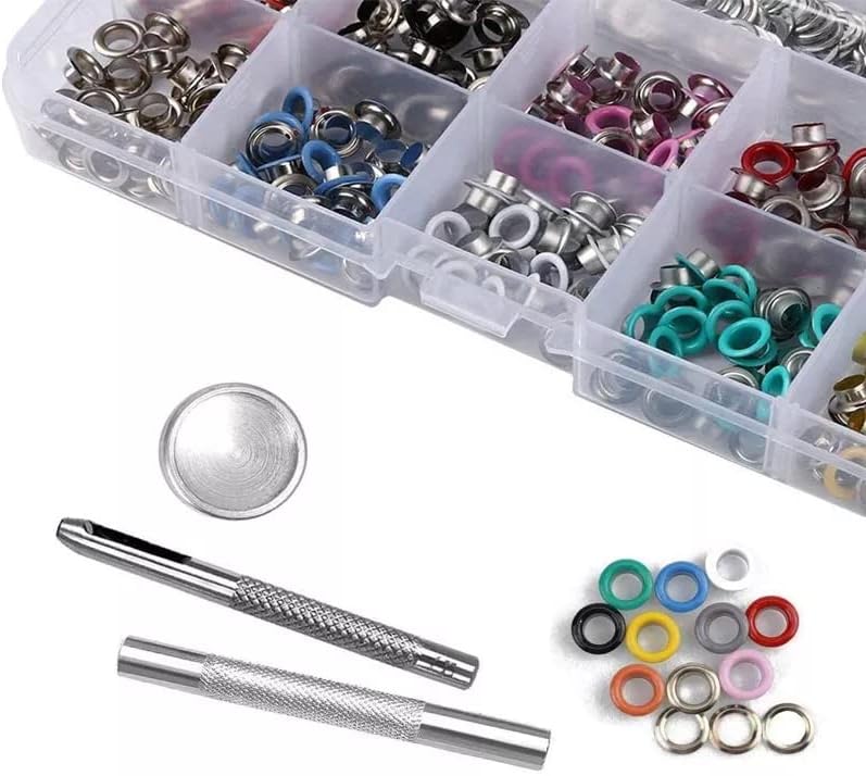 AMORNPHAN Juego de 300 ojales de metal de 0.236in y 14 pulgadas con herramienta de instalación para manualidades, ropa, zapatos