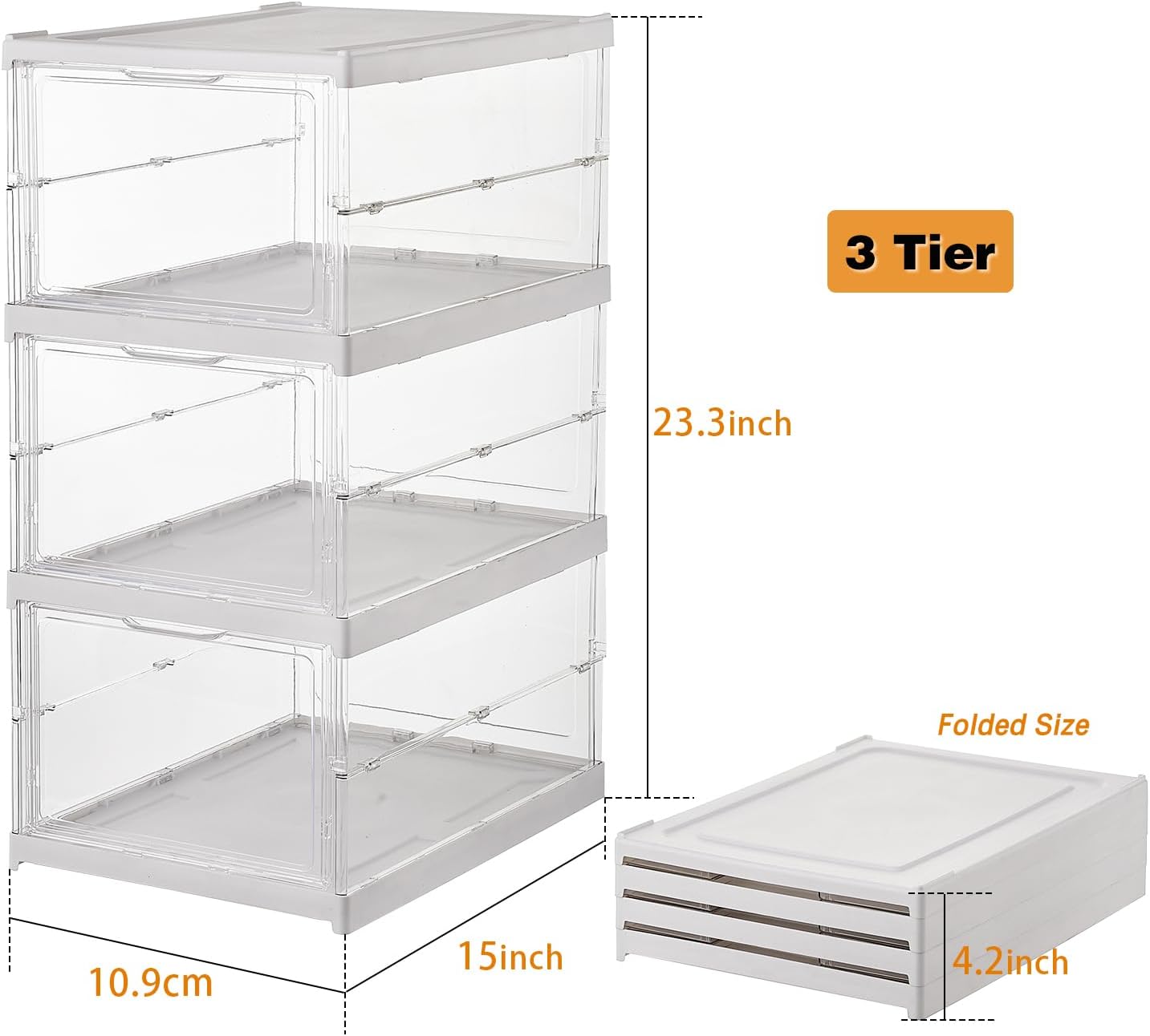 Cajas de almacenamiento de zapatos apilables transparentes, no requiere montaje, organizador de zapatos transparente con tapas, estante de plástico
