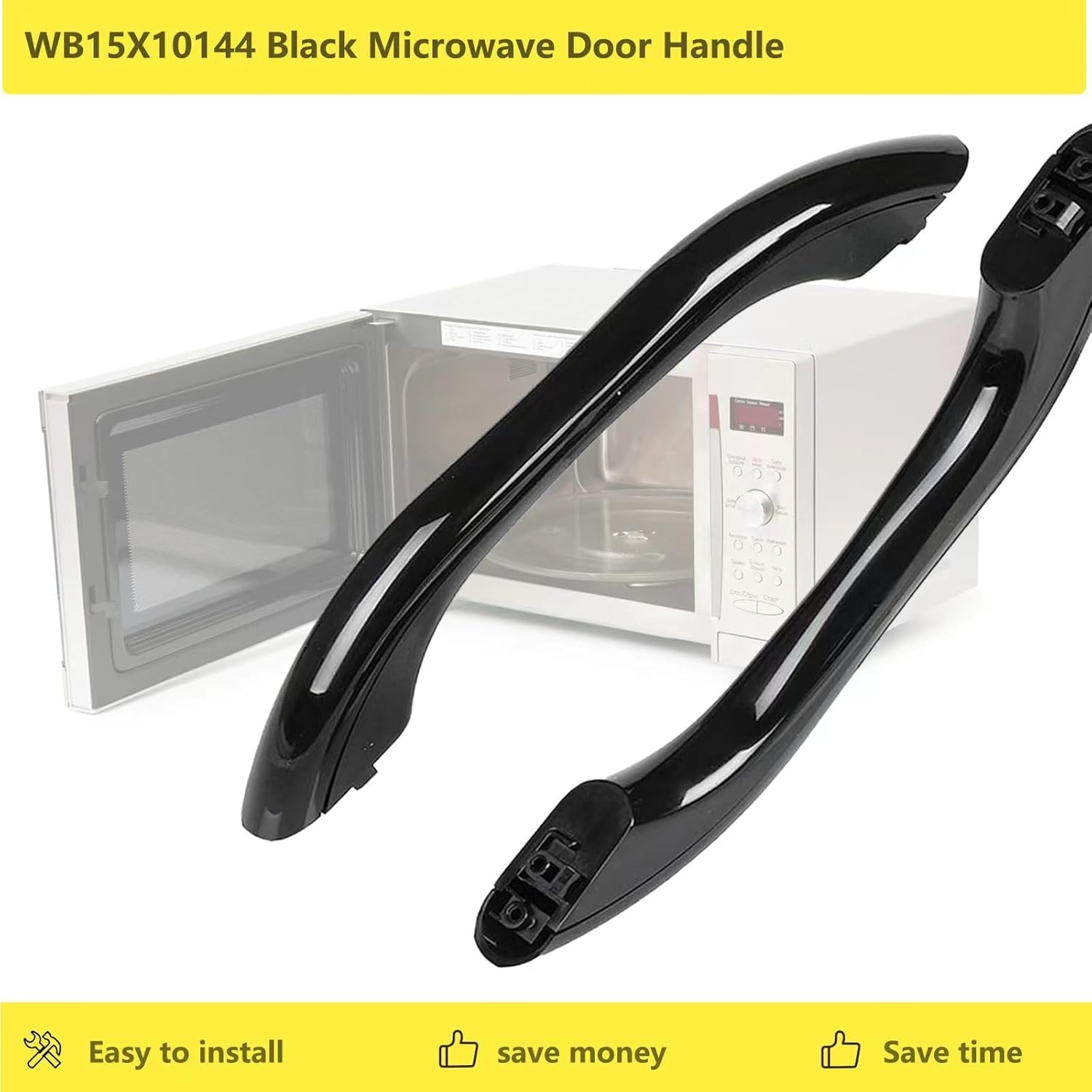 WB15X10144 Manija de puerta de microondas compatible con ge negro reemplazo de piezas de manija de puerta de microondas ap3792823 ah952973
