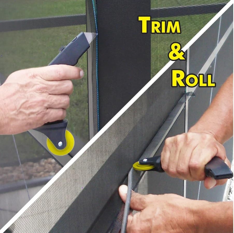 Herramienta de rodillo de pantalla profesional EZ Screen Spline Roller Tool con herramienta de cuchillo para instalar pantalla, ventanas, puerta,