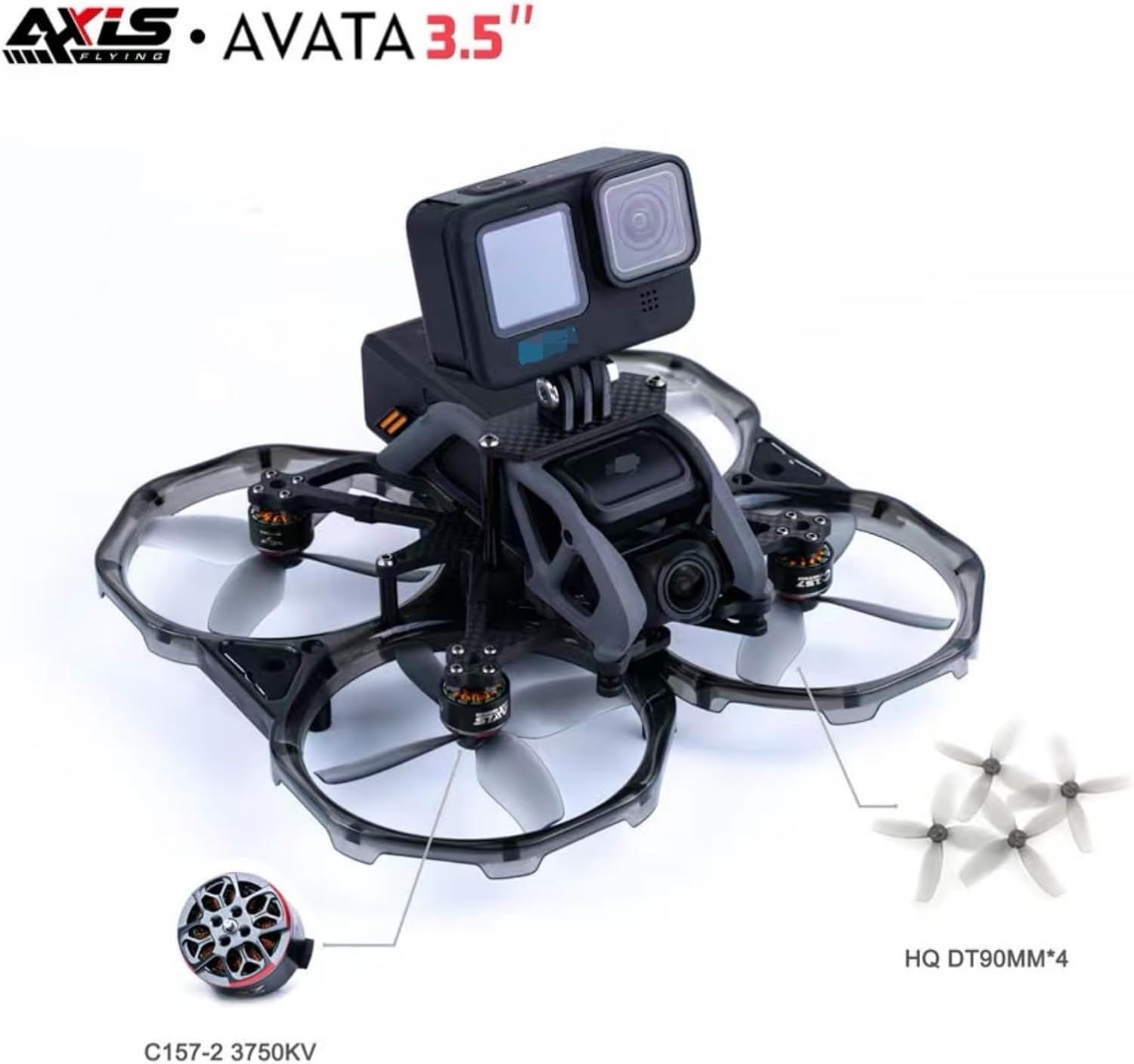 Axisflying FPV Drone MotorCarbon Fiber 3.5inch Kit de actualización de marco para DJI Avata (marco y motores (4 piezas) y hélices)