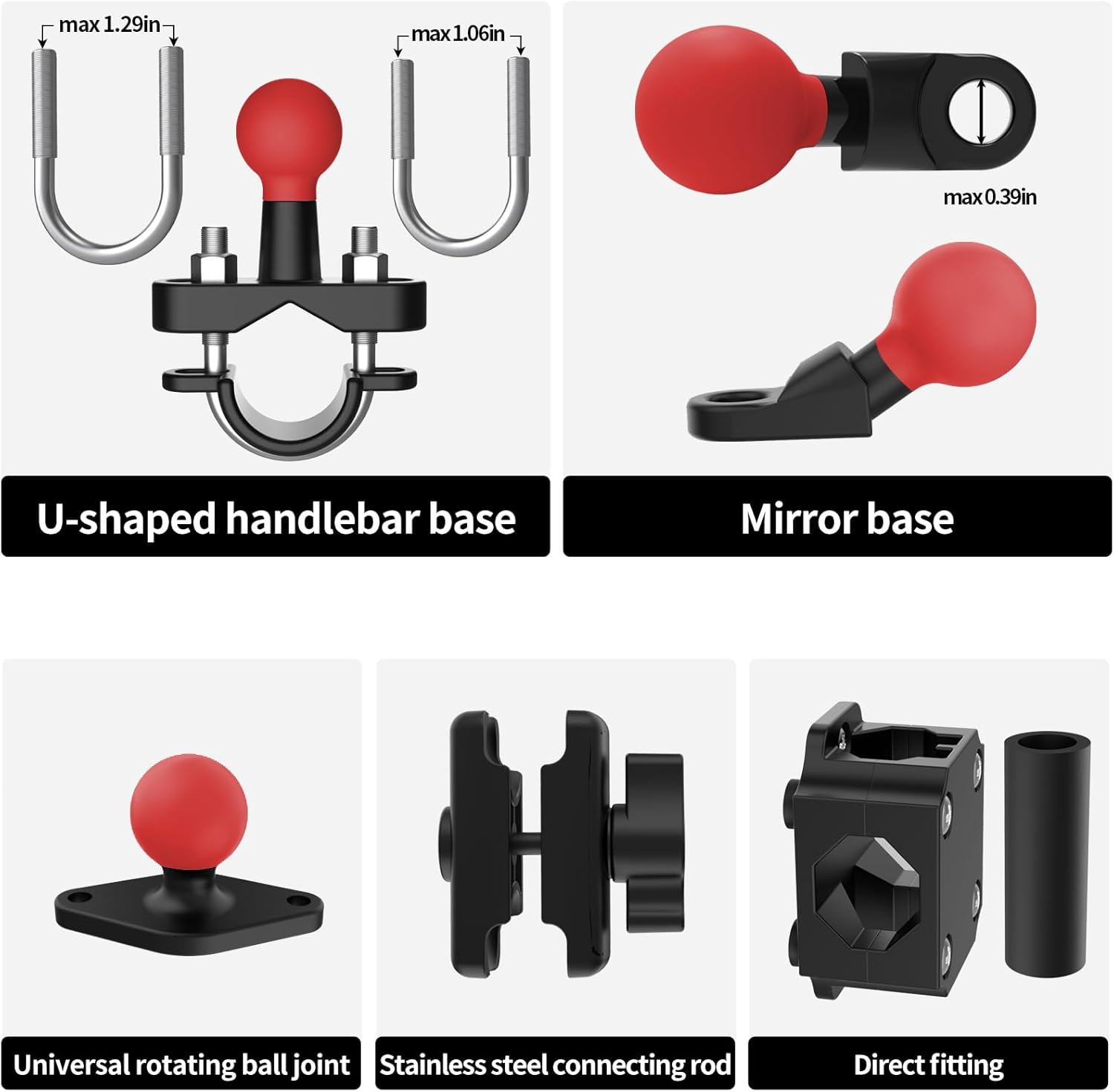 Soporte de teléfono para motocicleta con amortiguador de vibraciones, soporte de teléfono de motocicleta de 360 para 4.7″-7.1″, nailon súper estable