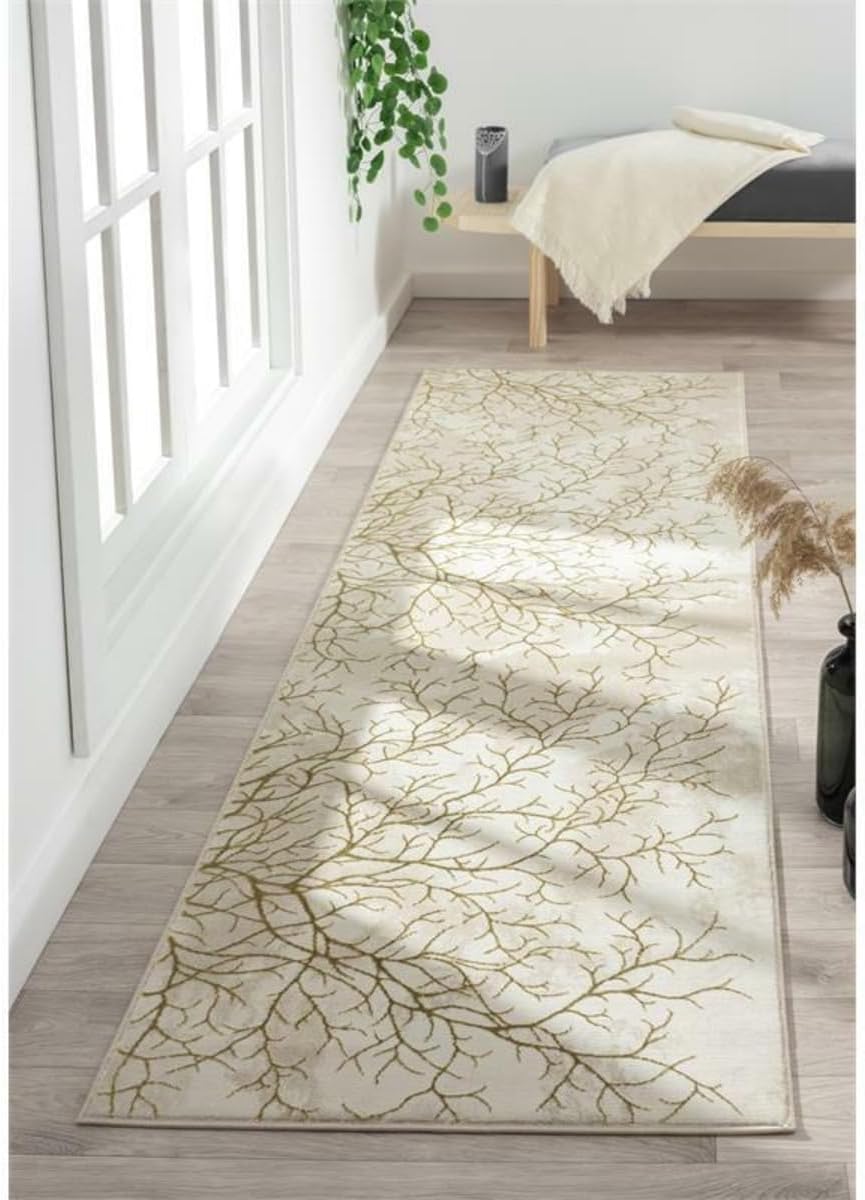 Alfombra decorativa para sala de estar, dormitorio, pasillo de baño u oficina, lavable a máquina, diseño floral que añadirá un toque elegante a tus