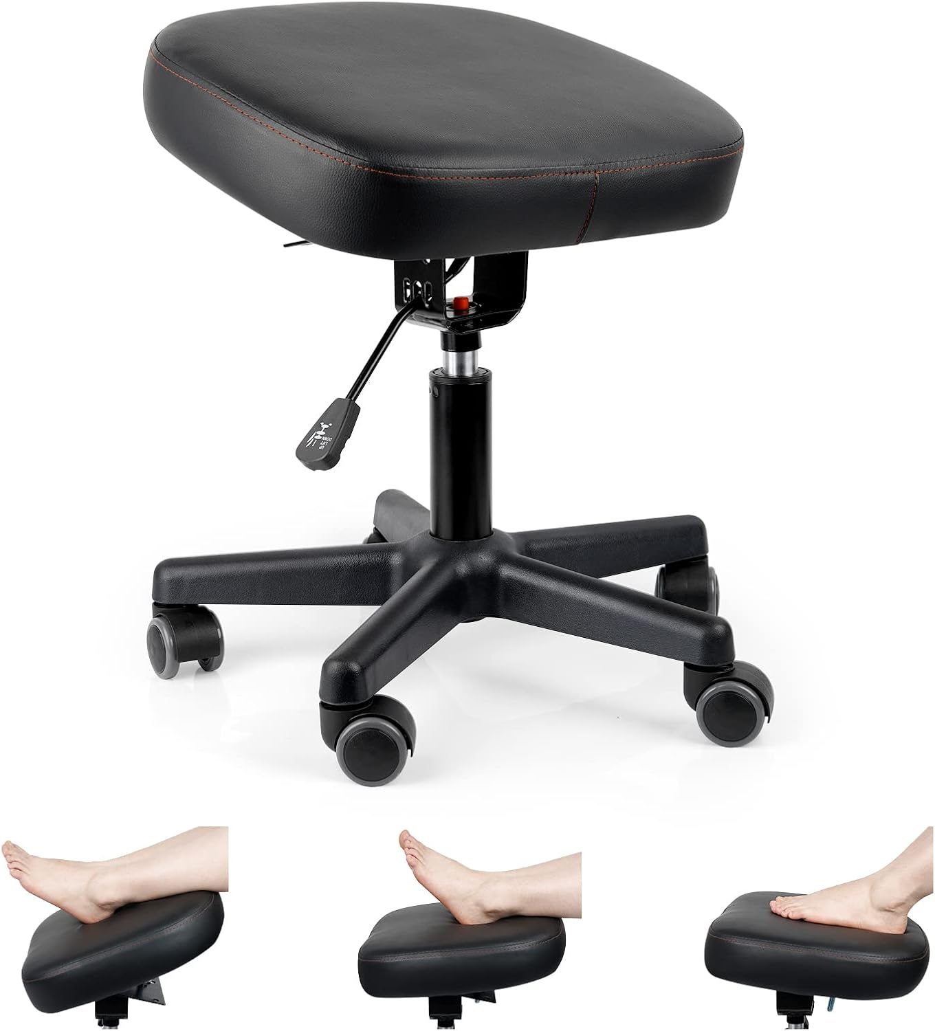 Reposapiés debajo del escritorio, altura ajustable y ángulo de inclinación, reposapiés ergonómico otomano con ruedas, reposapiés rodante de 360 para
