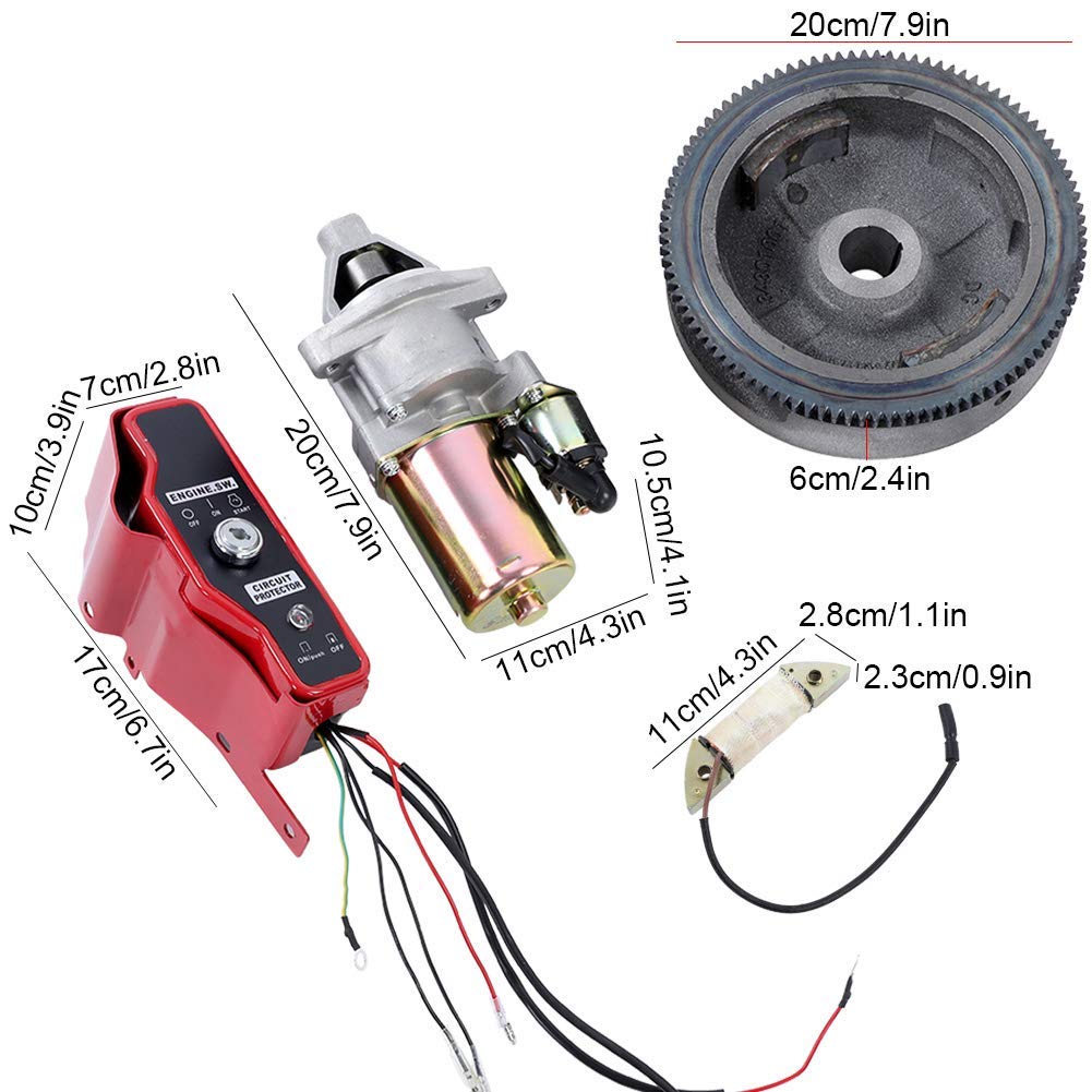Kit de arranque eléctrico apto para GX340 11HP GX390 13HP Motor de arranque Interruptor de volante de encendido para GX340 GX390 Kit de arranque de