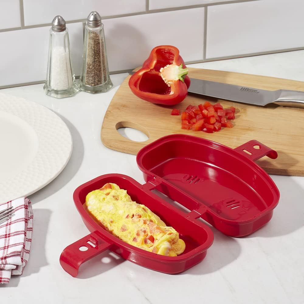 Home Basics Cocedor de huevos para microondas  2 insertos  Cocina una tortilla o huevo individual