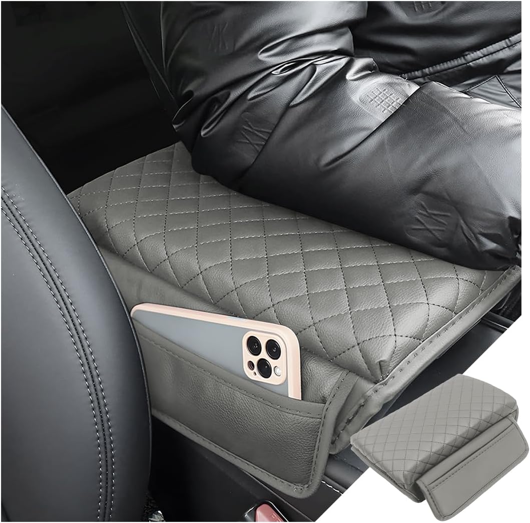 zipelo Cojín para reposabrazos de automóvil, almohadilla de consola central de cuero de fibra de carbono, caja de reposabrazos de espuma