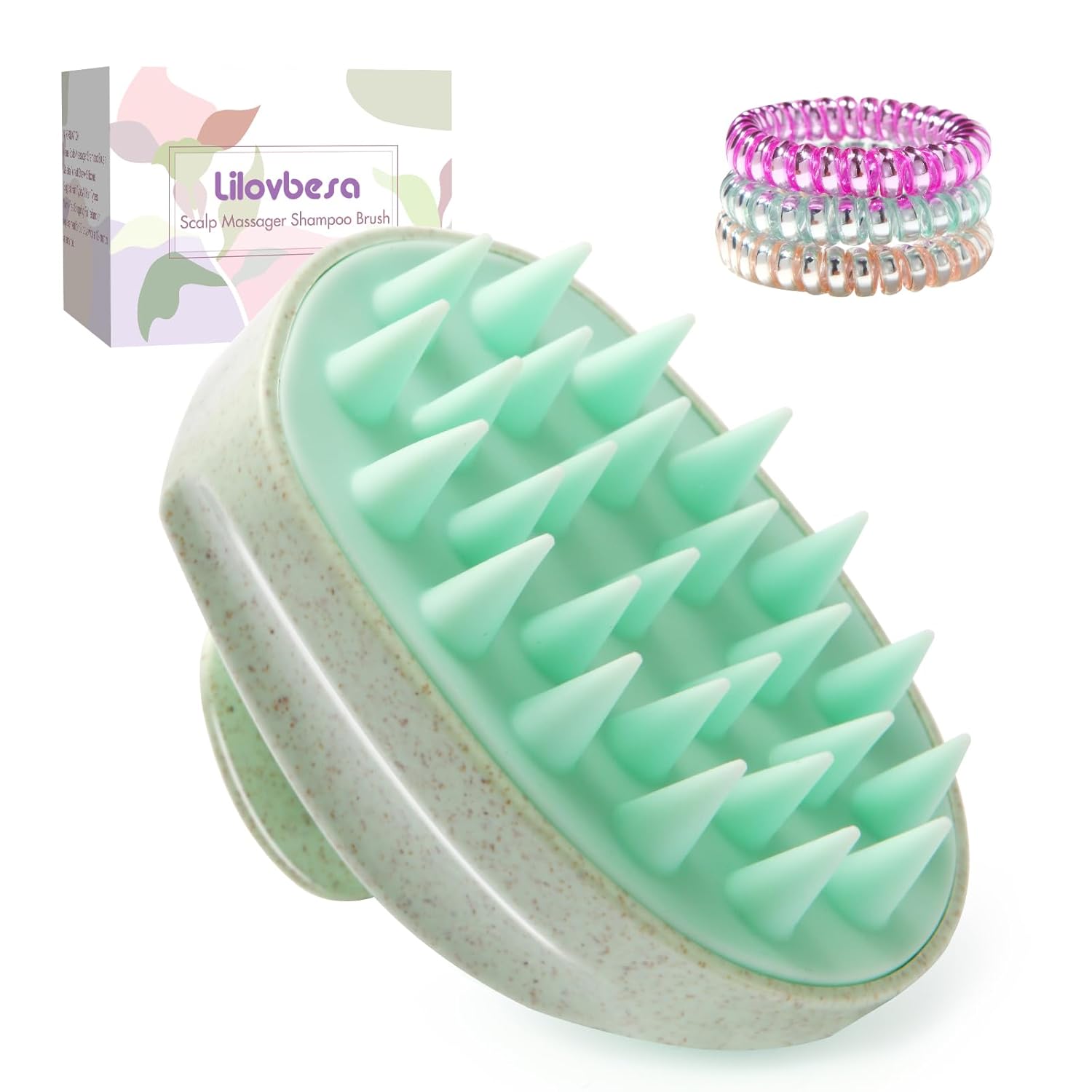 Lilovbesa Cepillo masajeador de cuero cabelludo, cepillo exfoliante de cabeza con cerdas de silicona suaves para mujeres, hombres, niños, mascotas,
