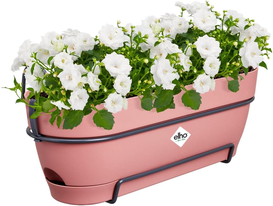 elho Vibia Campana Trough Allin1 50 – Macetero para balcón – Ø 50,4 x H 7.0 in – Rosa polvoriento