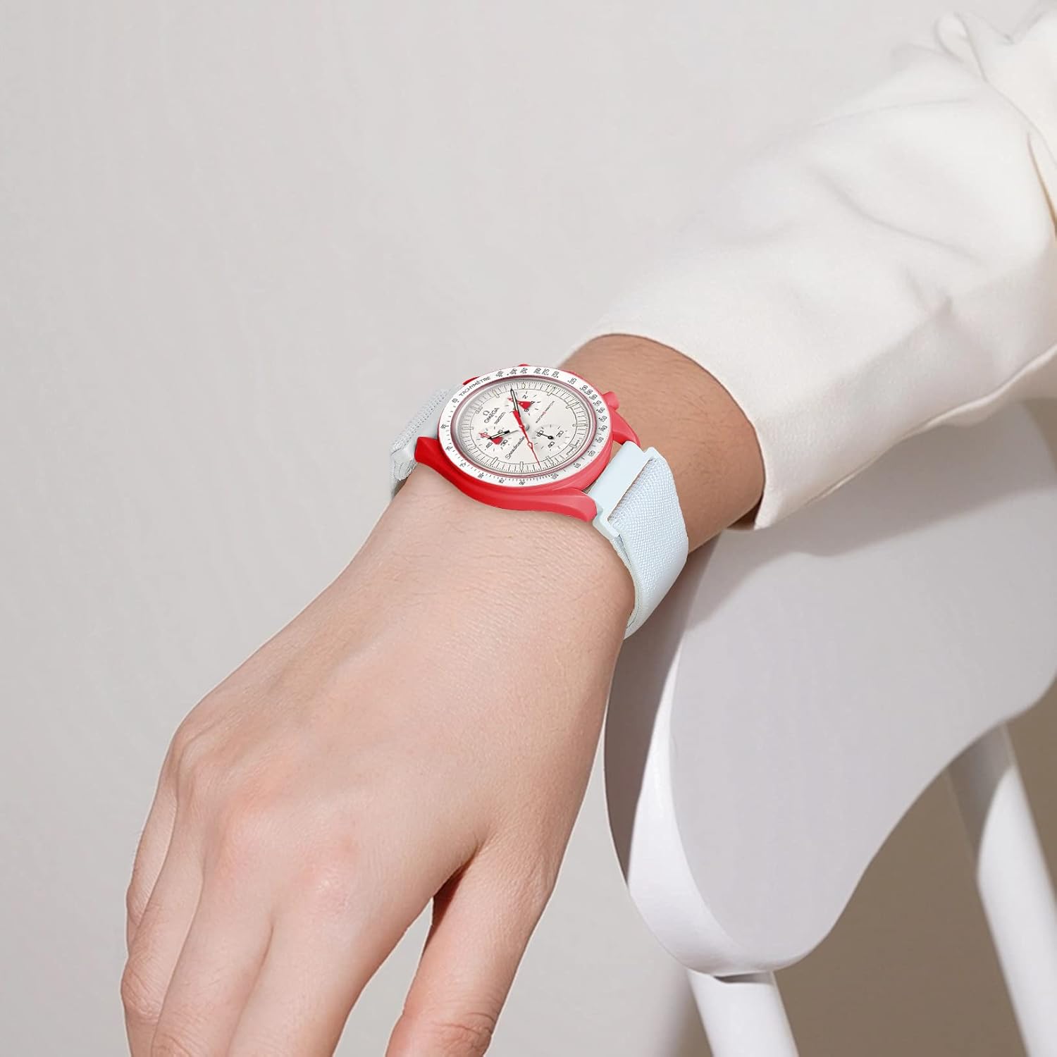 Laband Correa de nailon elástica de 0.787 pulgadas compatible con Omega X Swatch Moonswatch Speedmaster para mujeres y hombres, correa de reloj