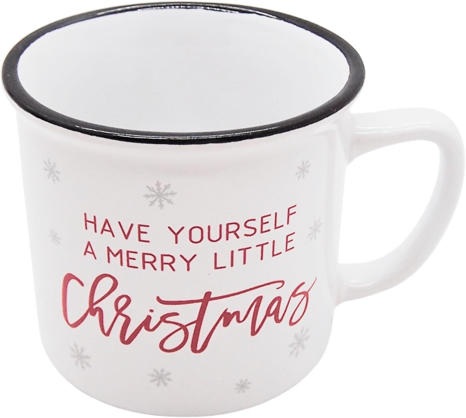 Taza de copo de nieve con texto en inglés Have Yourself a Merry Christmas, 3.75 pulgadas