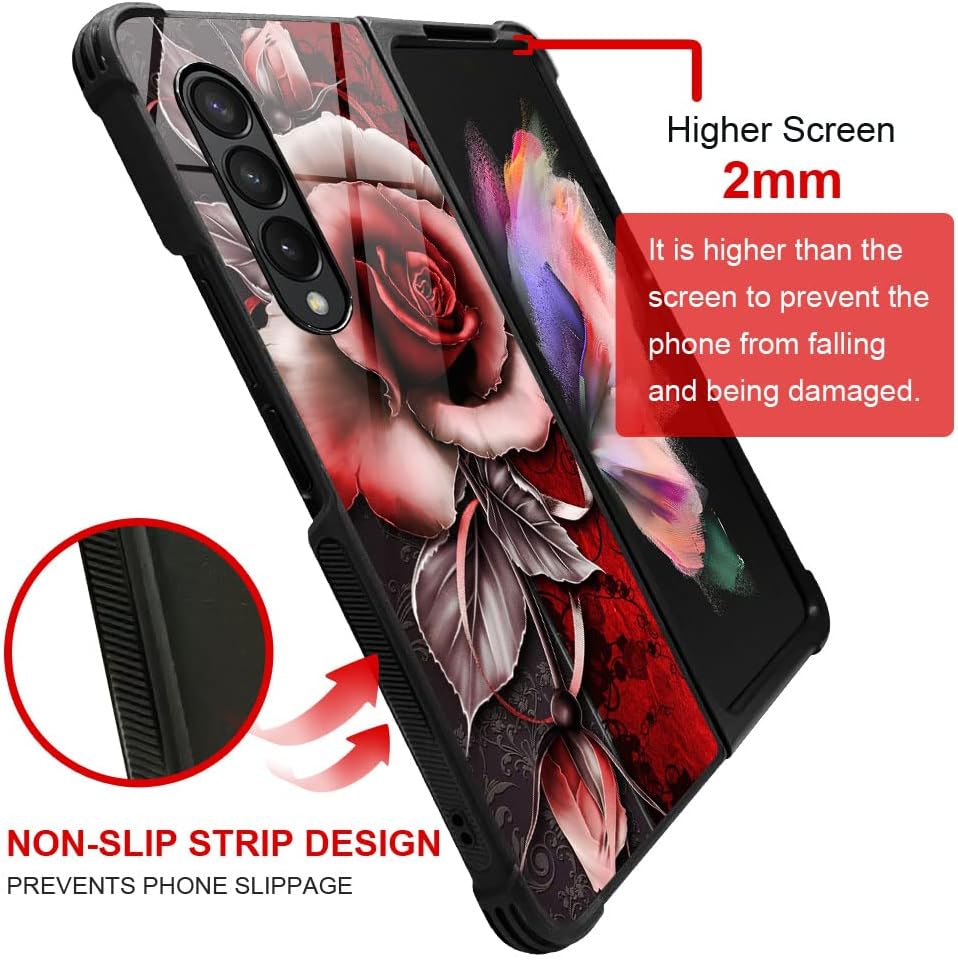 TnXee Funda compatible con Samsung Galaxy Z Fold 3 5G, bonita rosa de fantasía para hombres y mujeres, funda para Samsung Galaxy Z fold 3 5G