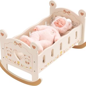 ROBOTIME Cuna de muñeca – Cuna de madera para muñecas  Cama de muñeca  Accesorios para muebles de muñeca  Cuna mecedora para muñecas con ropa de ROBOTIME Cuna de muñeca – Cuna de madera para muñecas  Cama de muñeca  Accesorios para muebles de muñeca  Cuna mecedora para muñecas con ropa de