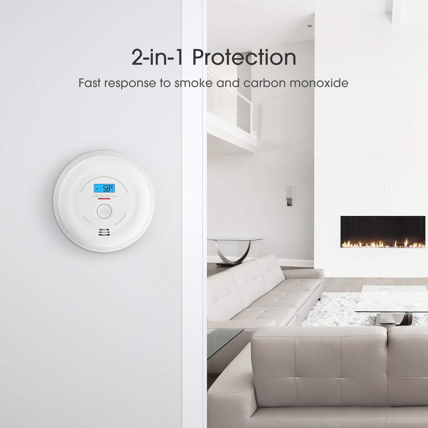 X-Sense Detector de humo y monóxido de carbono con batería de 10 años con pantalla LCD, alarma de humo y CO con sensor doble, cumple con las normas