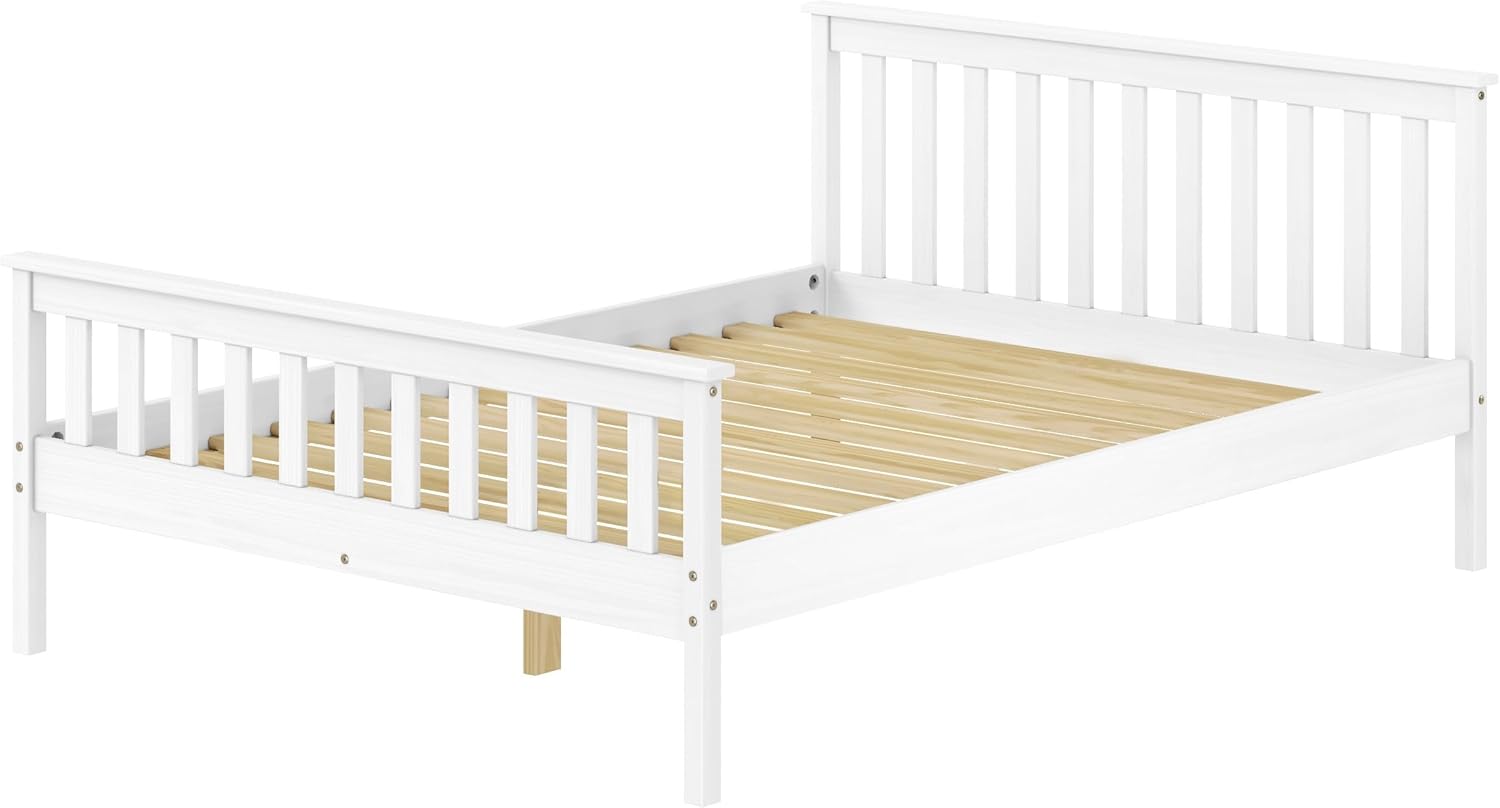 Classic Shaker Style Farmhouse – Cama de plataforma de pino macizo rústica, base de madera maciza con soporte de listones de madera, no necesita