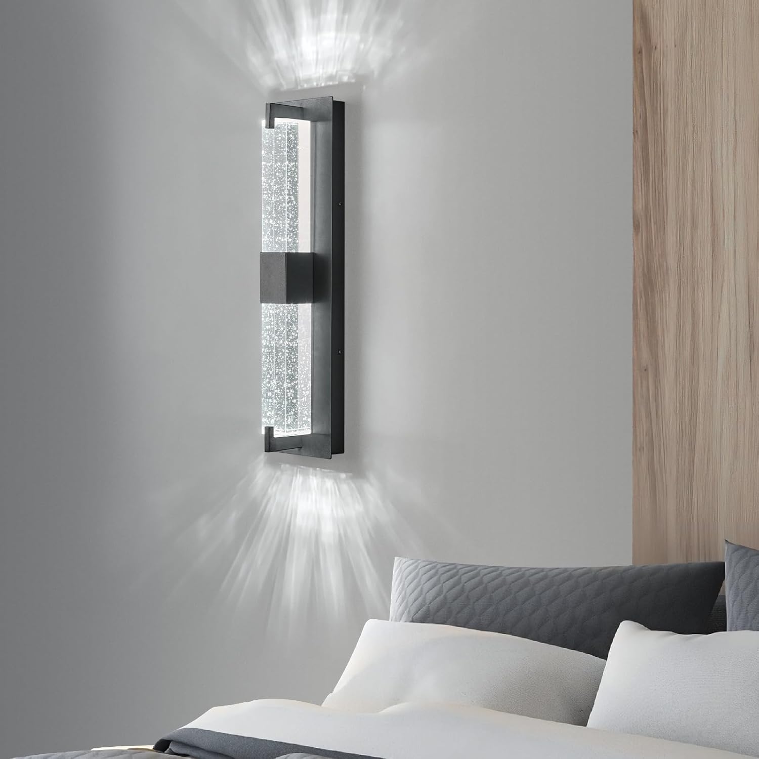 Modernos apliques de pared de cristal negro, elegante iluminación de pared para sala de estar, dormitorio, baño, pasillo, puerta, escalera, mesita