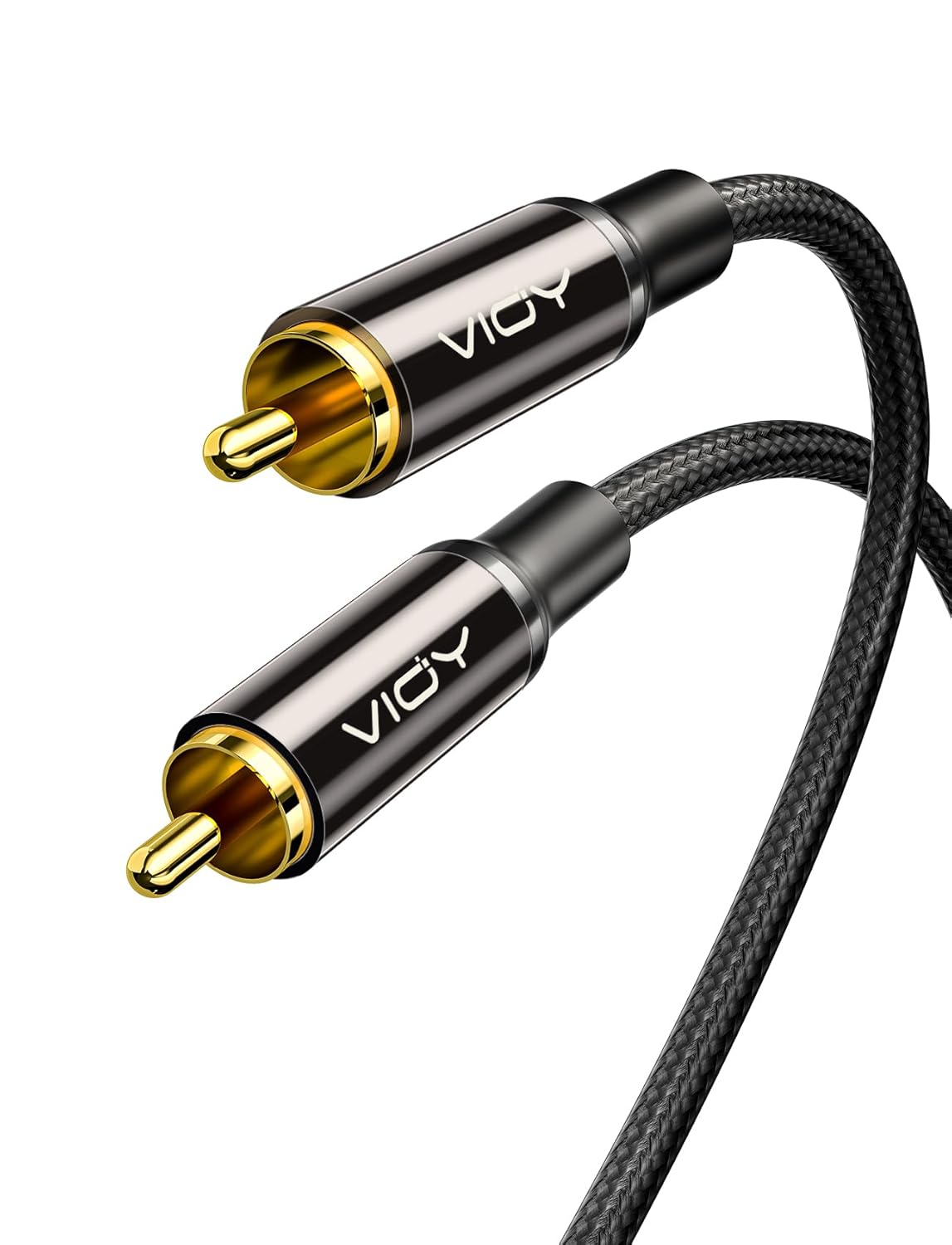 VIOY Cable de audio digital coaxial (3.3 pies), chapado en oro y trenzado, cable de subwoofer RCA macho a macho HiFi 5.1 SPDIF Cable de audio
