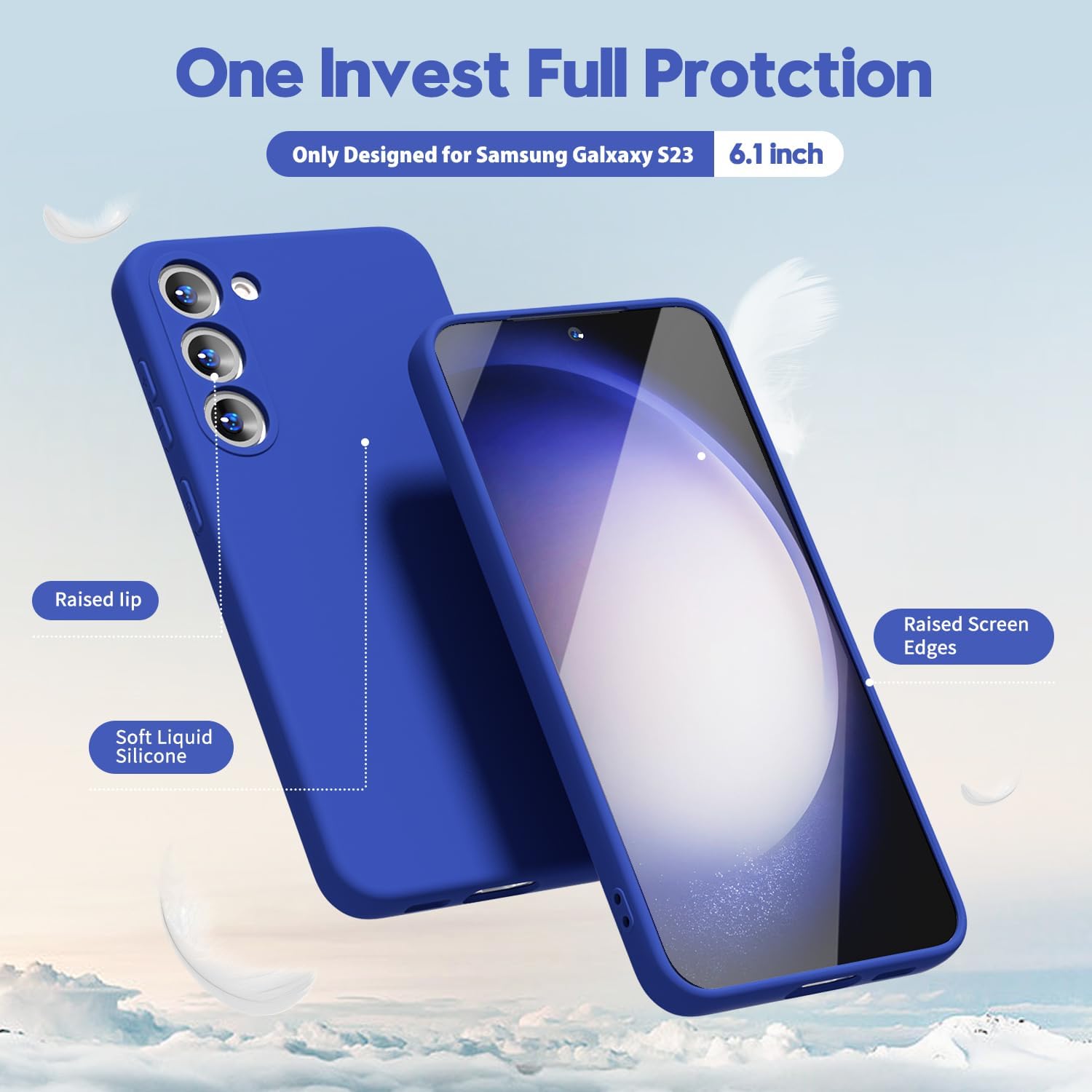 oakxco Funda para teléfono Samsung Galaxy S23 de silicona líquida, bonita funda de gel de TPU suave y delgada para mujeres y niñas, diseño estético,