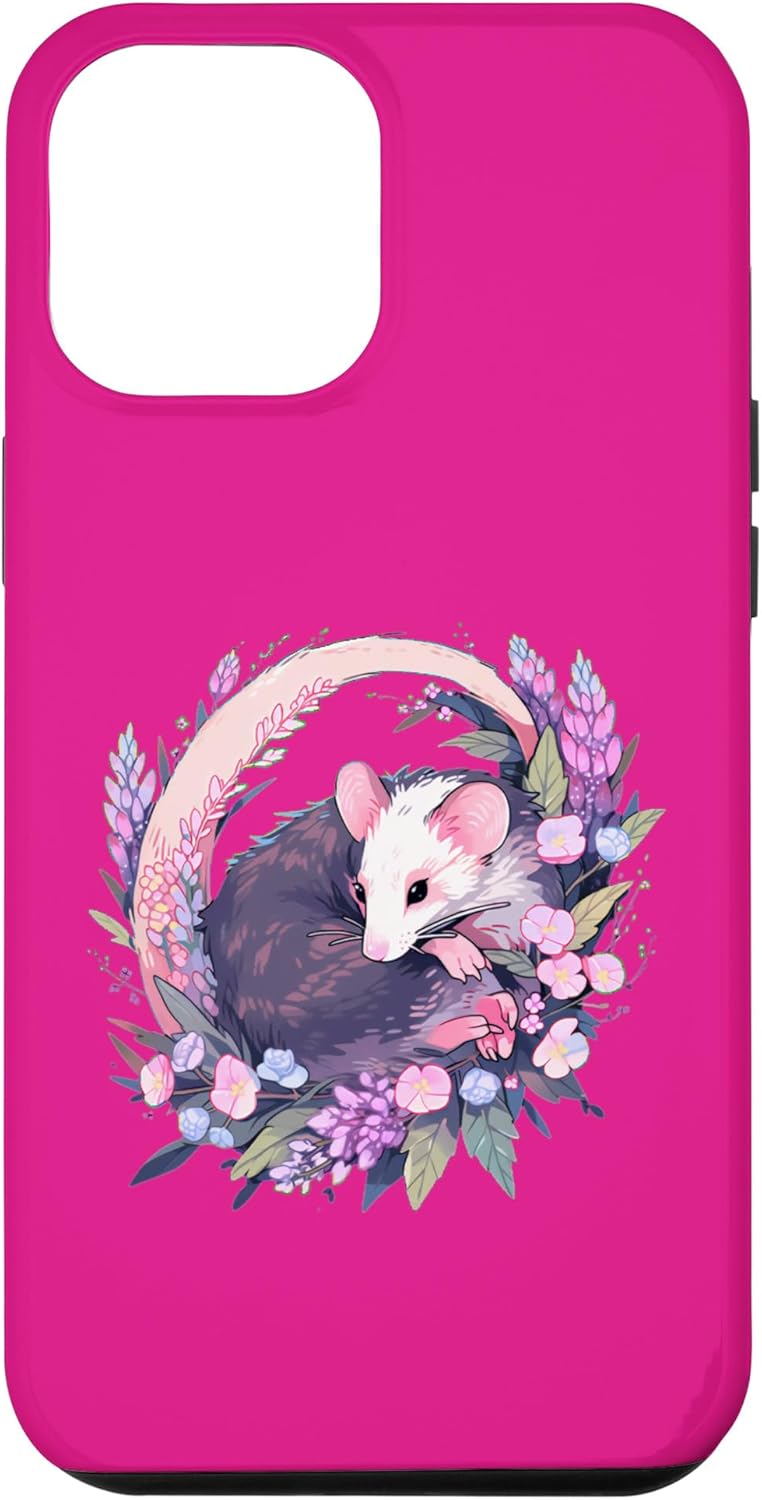 Funda estética para iPhone 13 Pro Max Cottagecore Possum Cute Zarigüeya