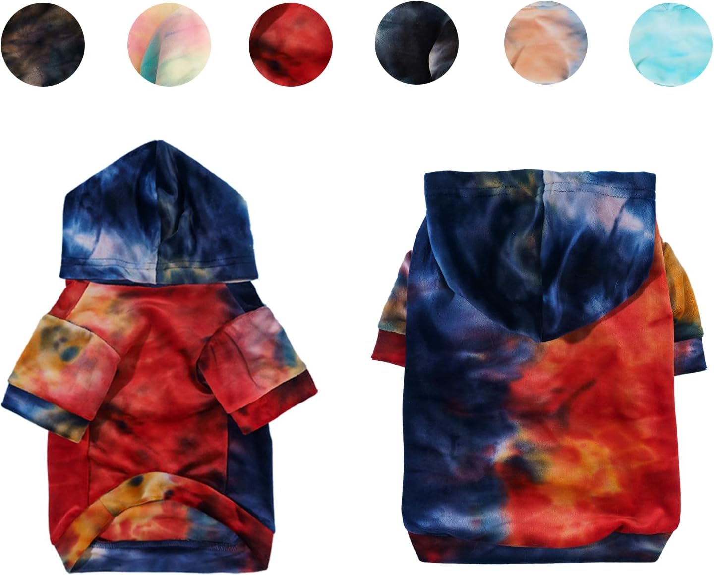 Mklhgty Sudadera con capucha para perro, teñido anudado, para cachorros, abrigo para clima frío, ropa para mascotas para perros y gatos