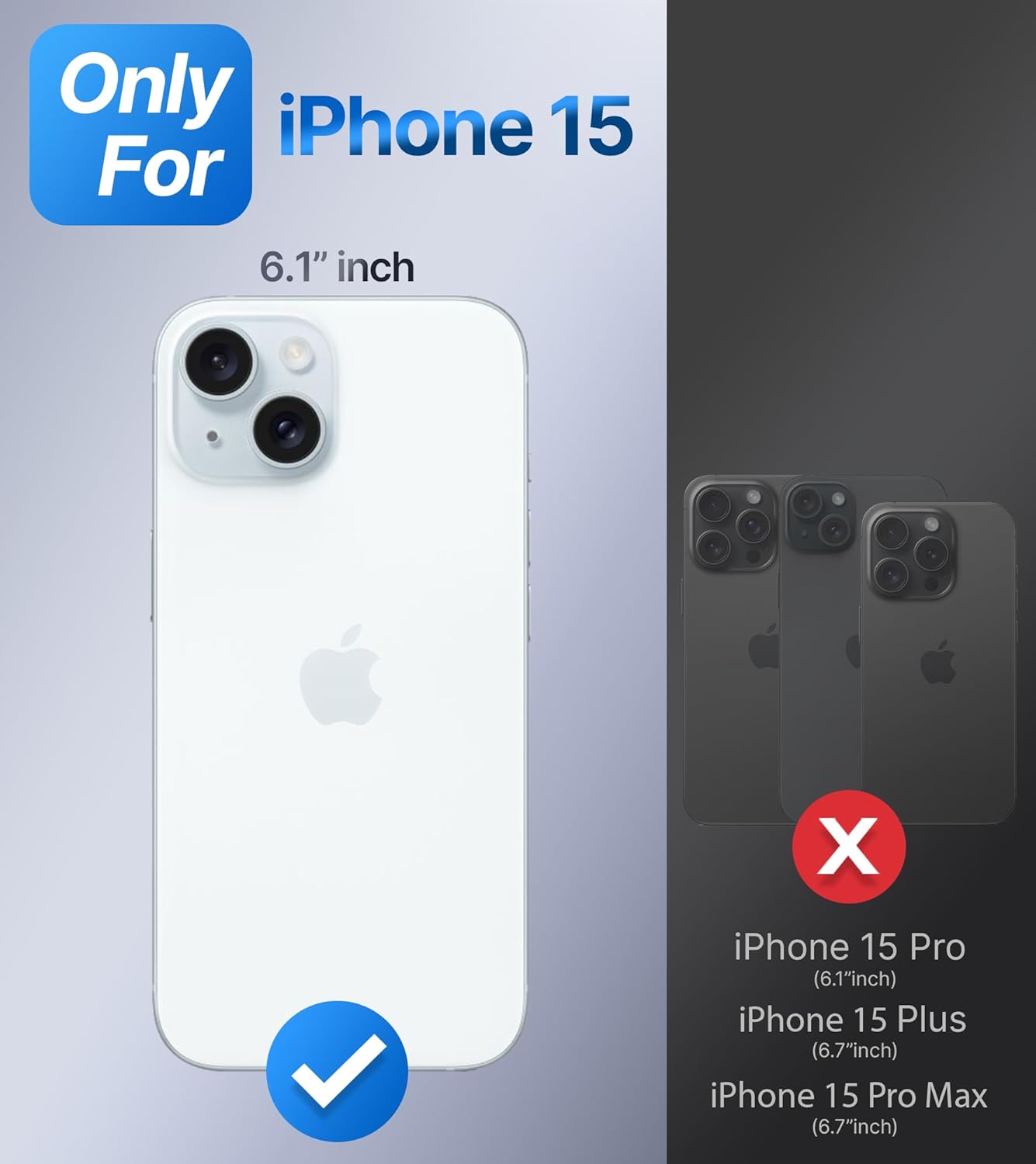 Shields Up Funda para iPhone 15 con soporte, funda transparente con soporte de doble anillo ajustable y plegable a prueba de golpes para iPhone 15