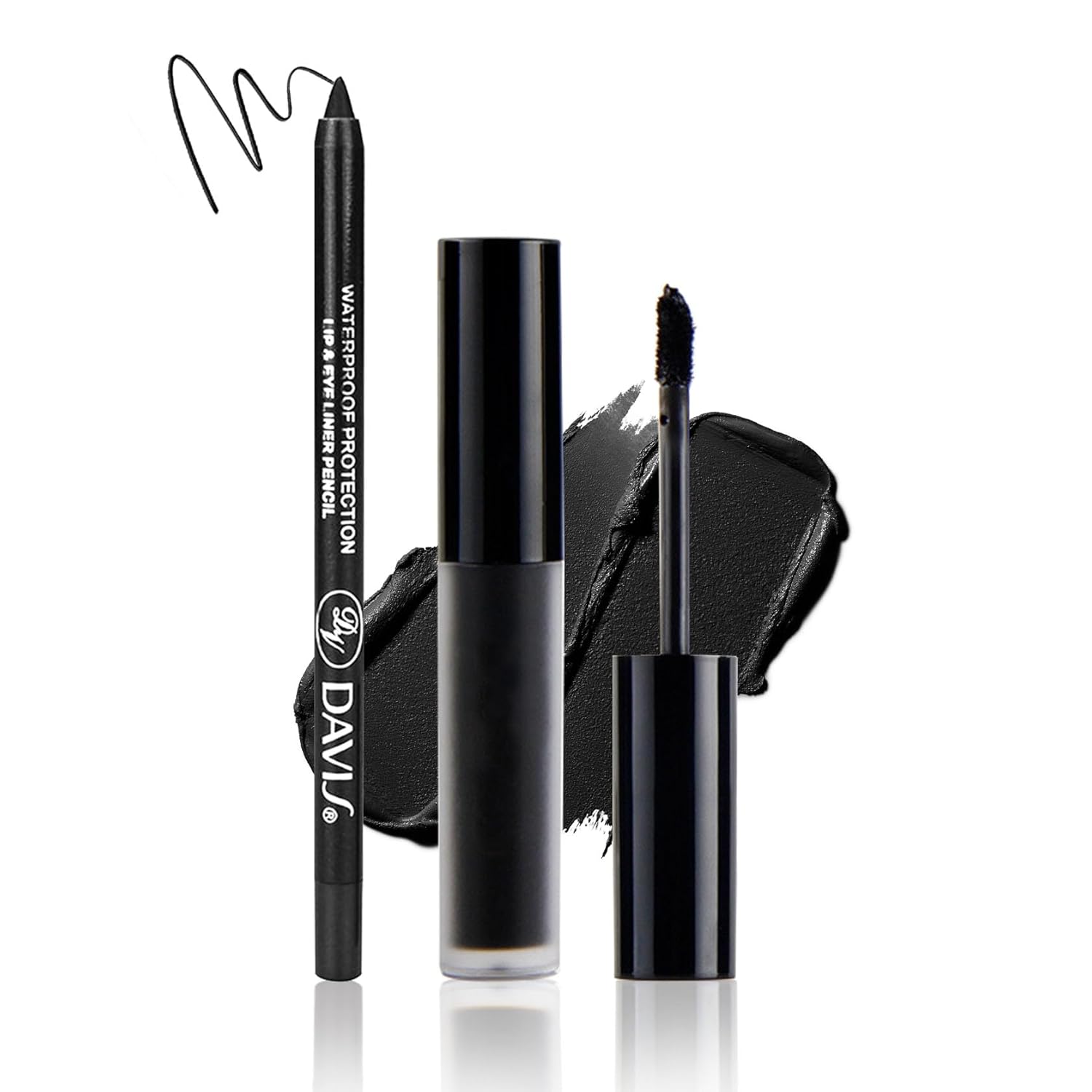 ZHISHUDL Juego de delineadores de labios negro mate, lápiz labial líquido negro, tinte de labios de alta pigmentación negro y brillo de labios para