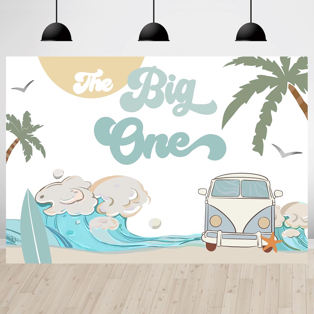 The Big One – Telón de fondo de 1er cumpleaños para niños, retro, tabla de surf, playa, fiesta, fotografía, fondo para niños, decoración de fiesta
