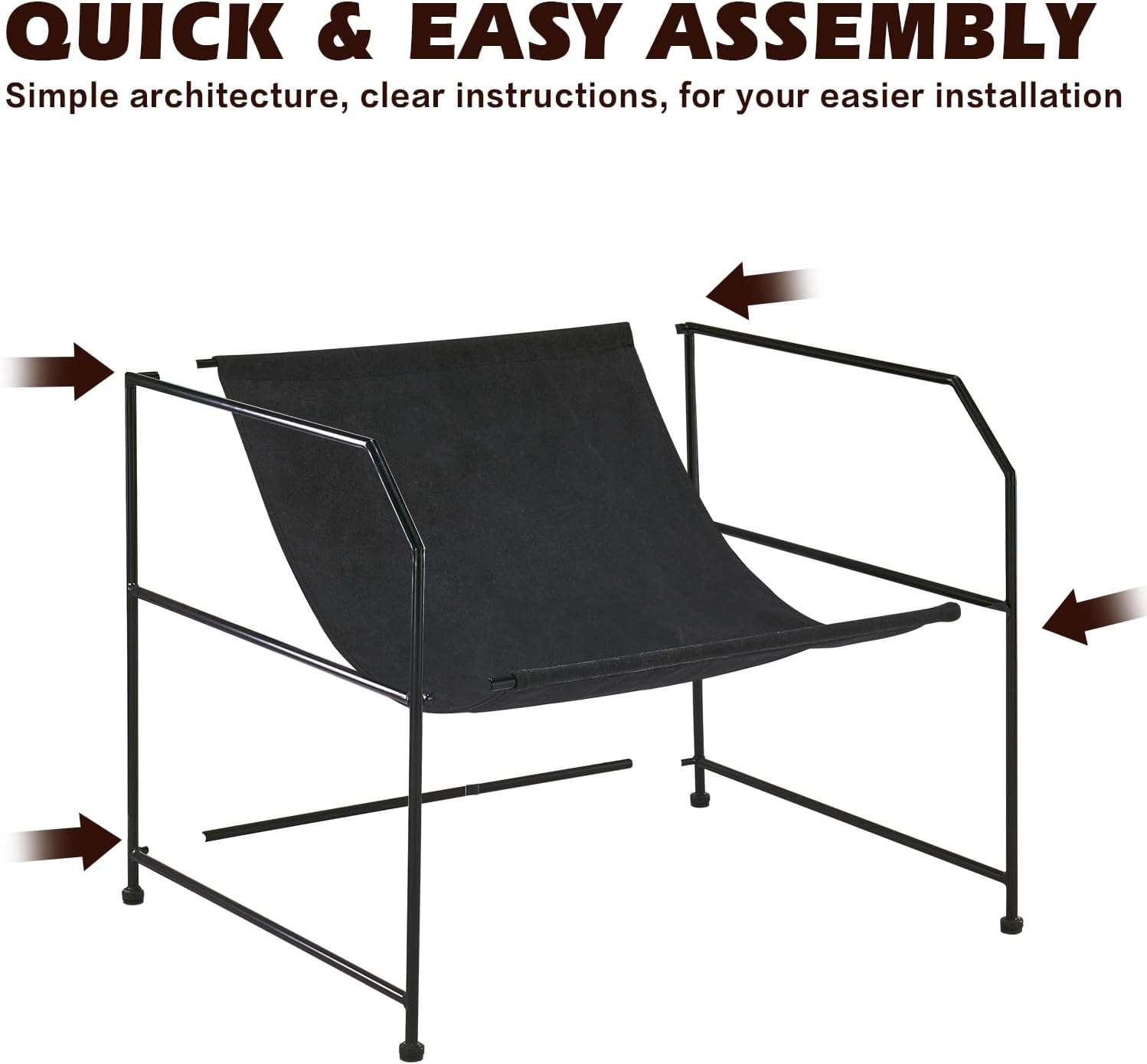 Sling – Juego de 2 sillas decorativas modernas de mediados de siglo con marco de metal, silla de lectura tapizada, sillas de sala de estar,