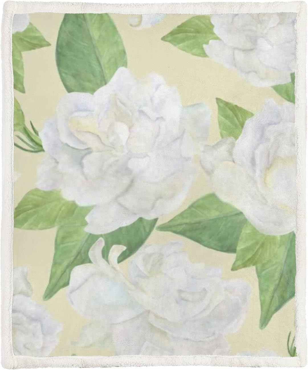 ZHIMI – Manta de 50 x 60 pulgadas, suave, personalizada, vintage, acuarela, blanco, gardenia, de vellón, sofá, alfombra, manta cálida para hombres,