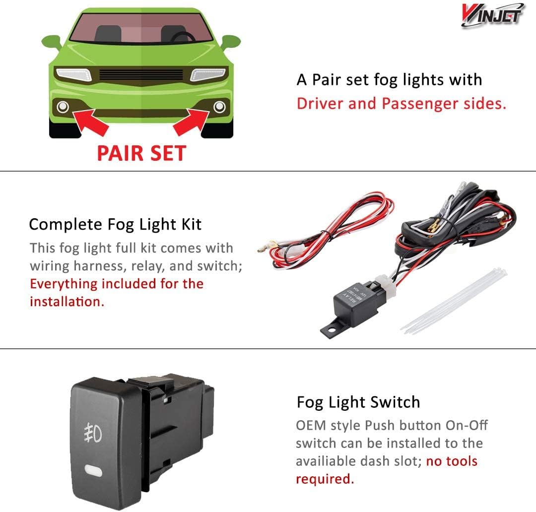 Winjet Luz antiniebla compatible con Honda Accord 2 puertas Coupe 2003 2004 2005 – Luces antiniebla de conducción + interruptor + kit de cableado