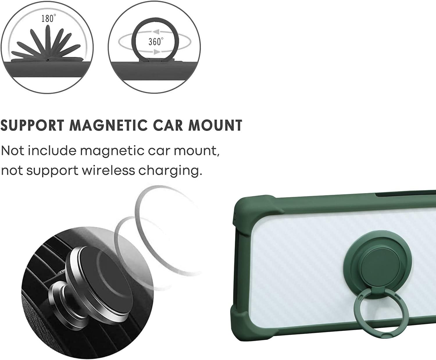 Funda para Realme 7 compatible con Realme 7, carcasa de PC + cubierta de silicona suave anillo de metal 360, soporte magnético para automóvil CSKB-LV
