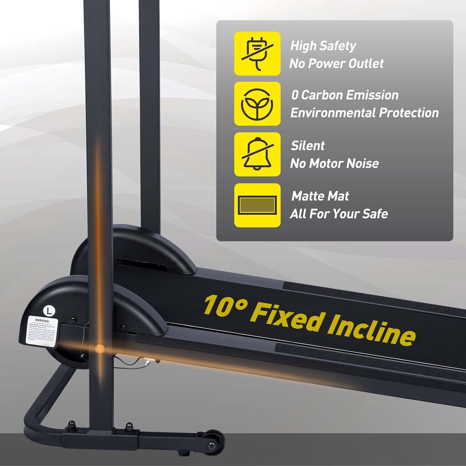 Caminadora manual plegable con inclinación de 10, pequeña cinta de correr no eléctrica, máquina de ejercicios de entrenamiento para apartamento en